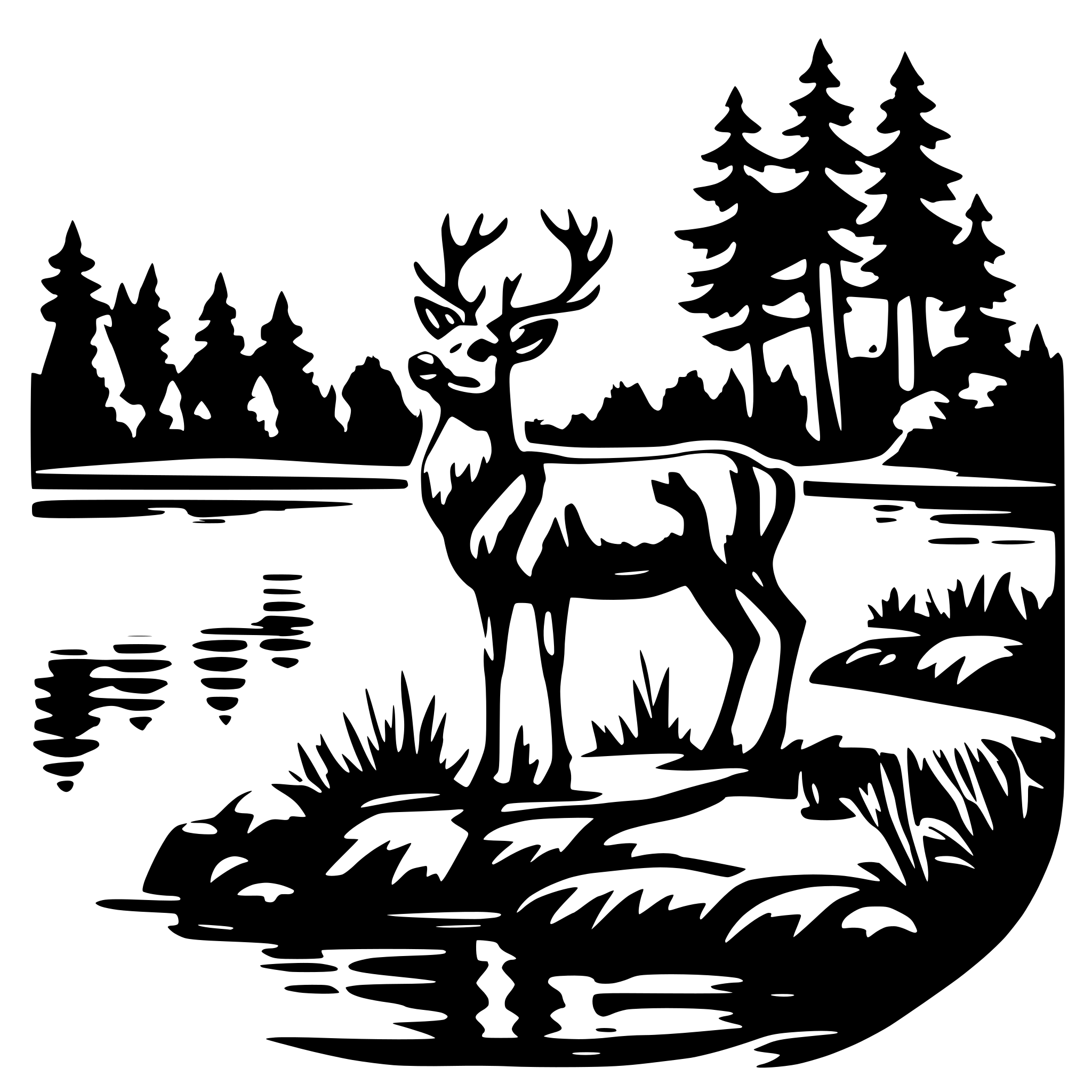 AI-generated SVG of 'Hirsch am Teich'