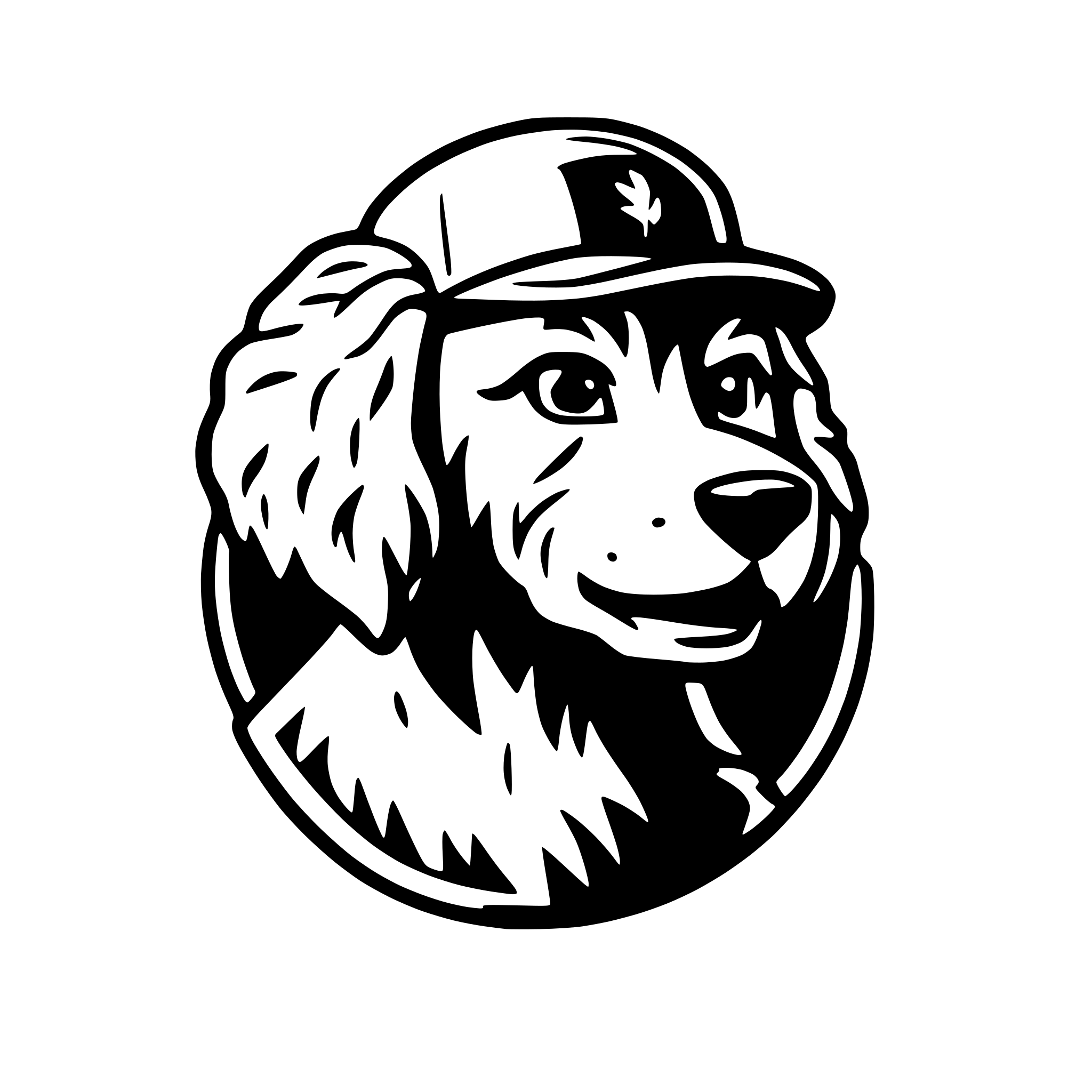 AI-generated SVG of a a cartoon goldendoodle wearing a t-shirt in the style of a minor league team logo