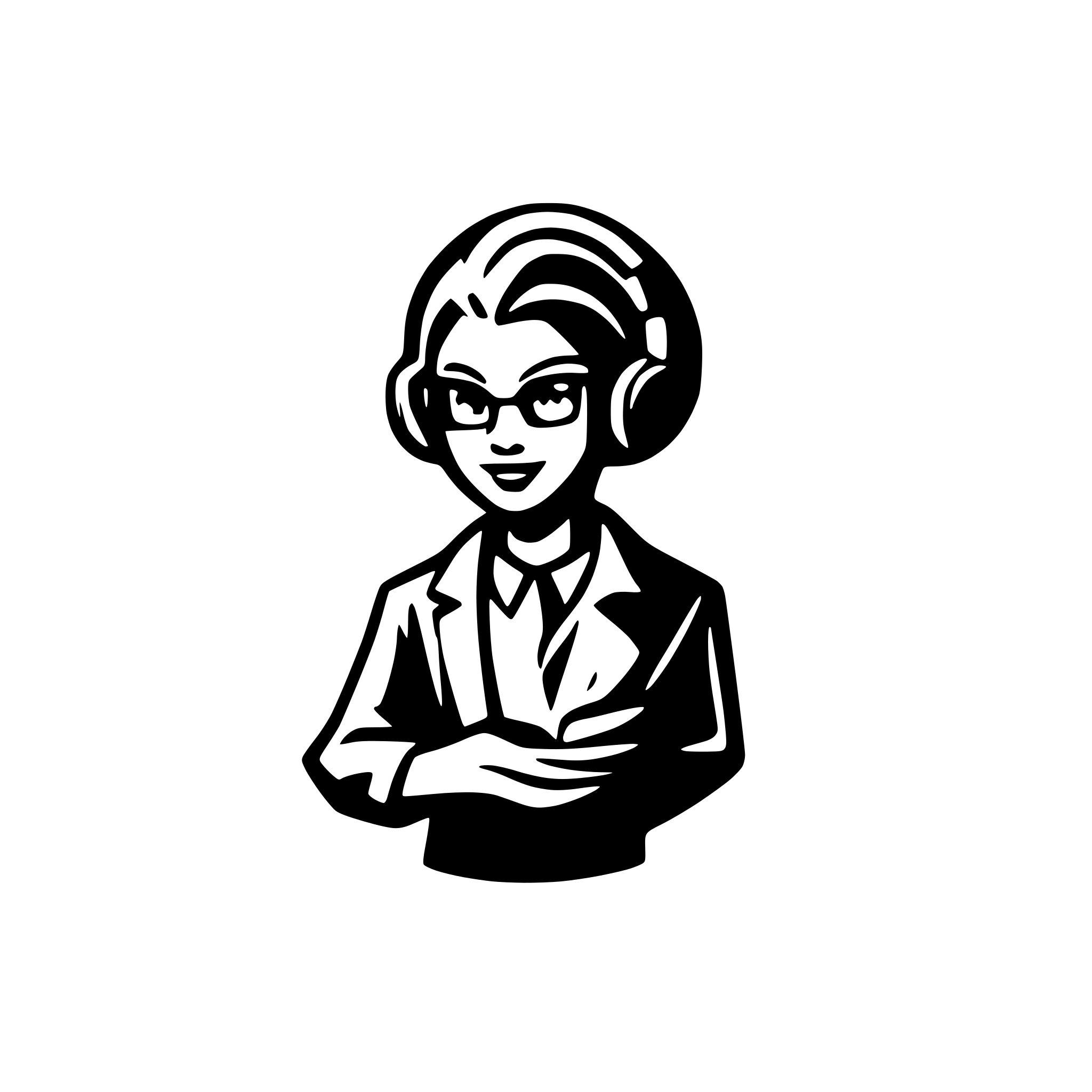 AI-generated SVG of a scientist with a music note