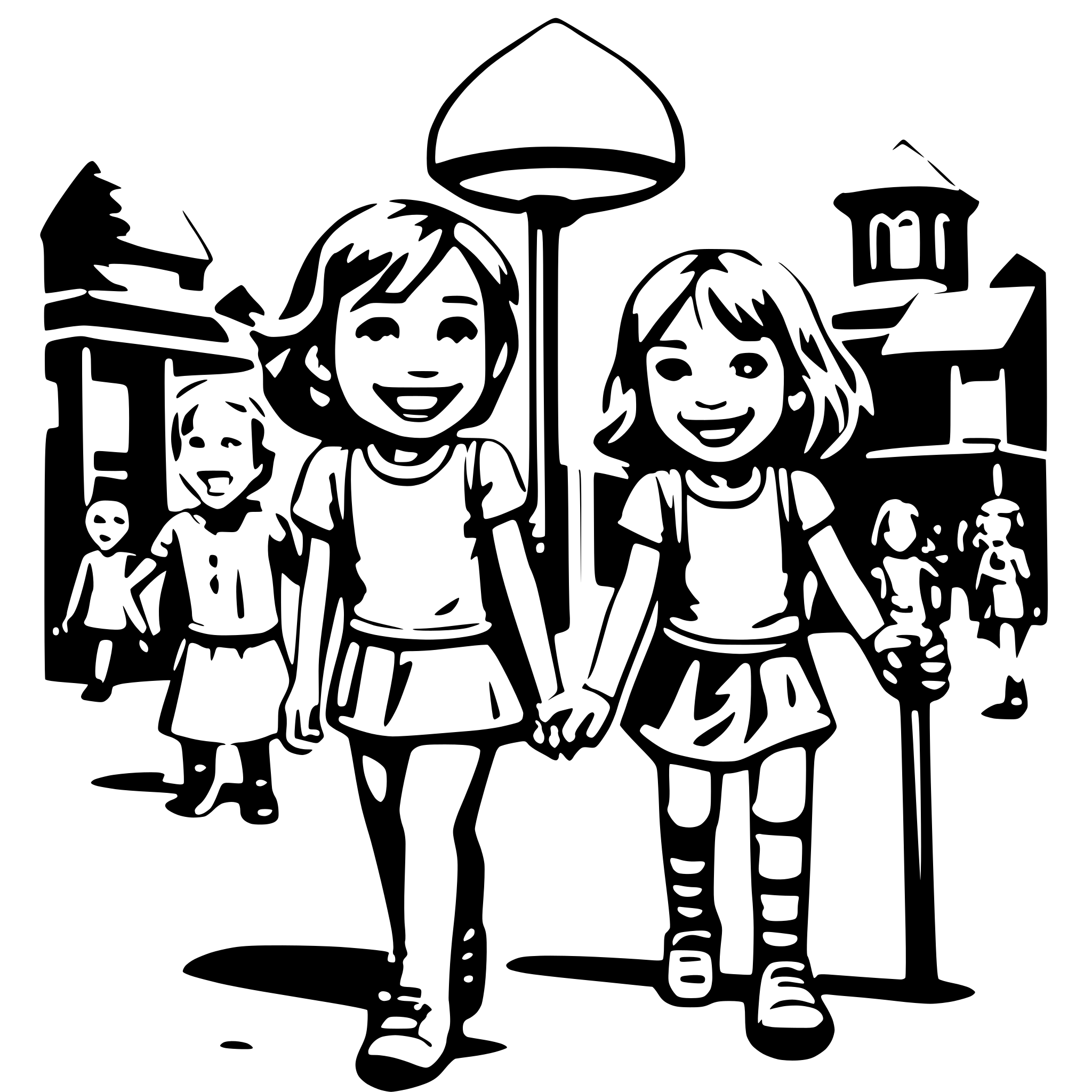 AI-generated SVG of a many children with smiling face paying on the playground