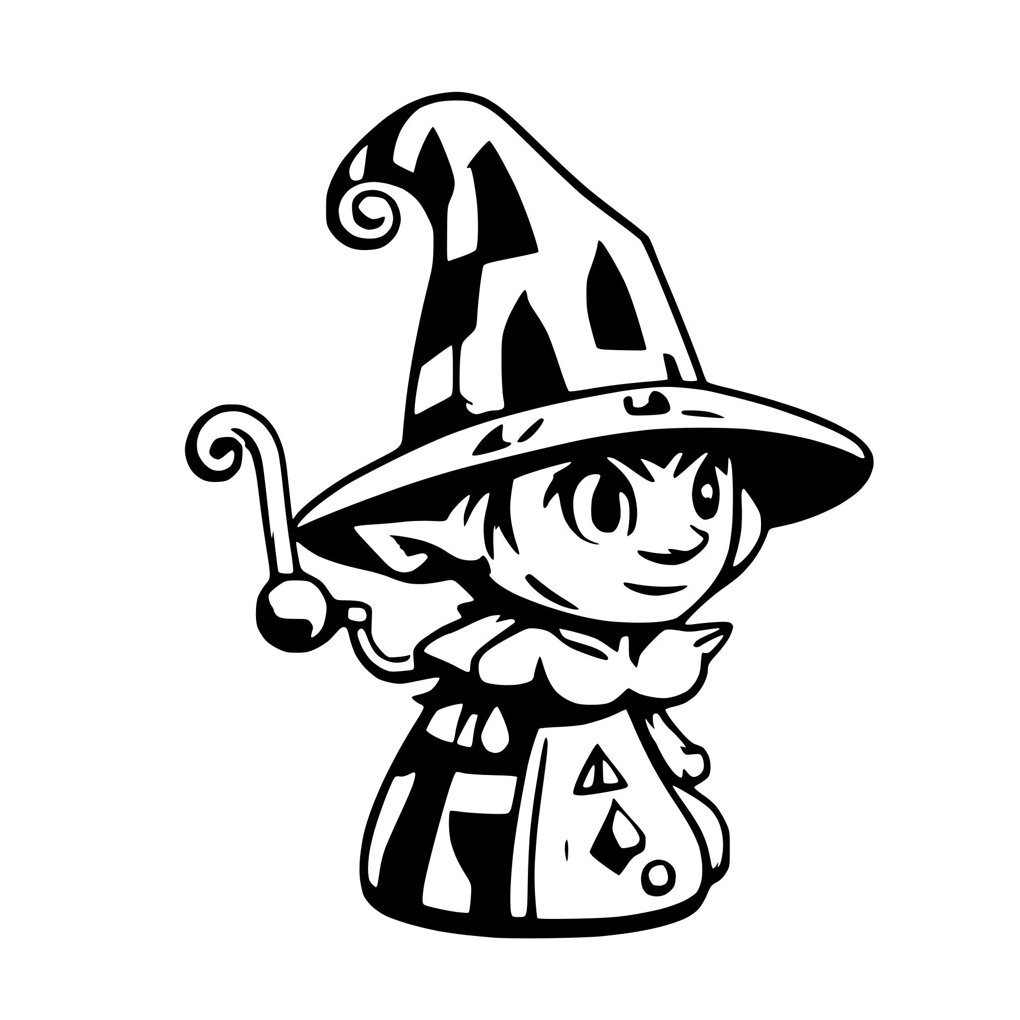 AI-generated SVG of a Medieval court jester wearing big hat with bells