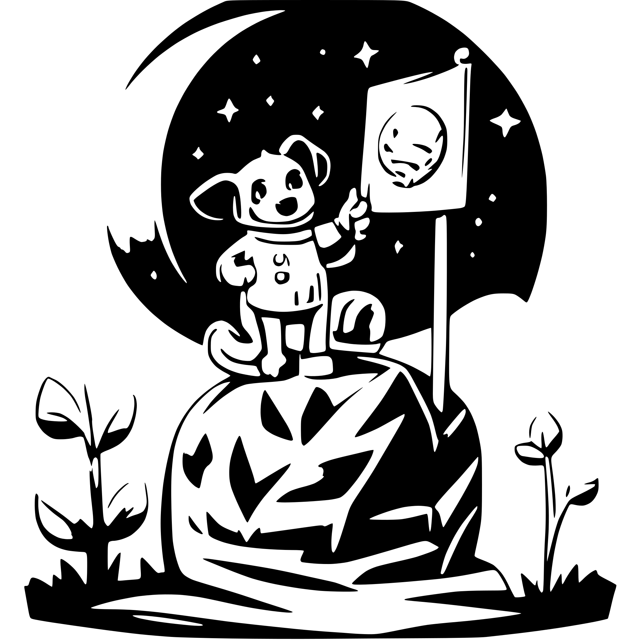 AI-generated SVG of a cosmonaut dog planting kenyan flag on the moon