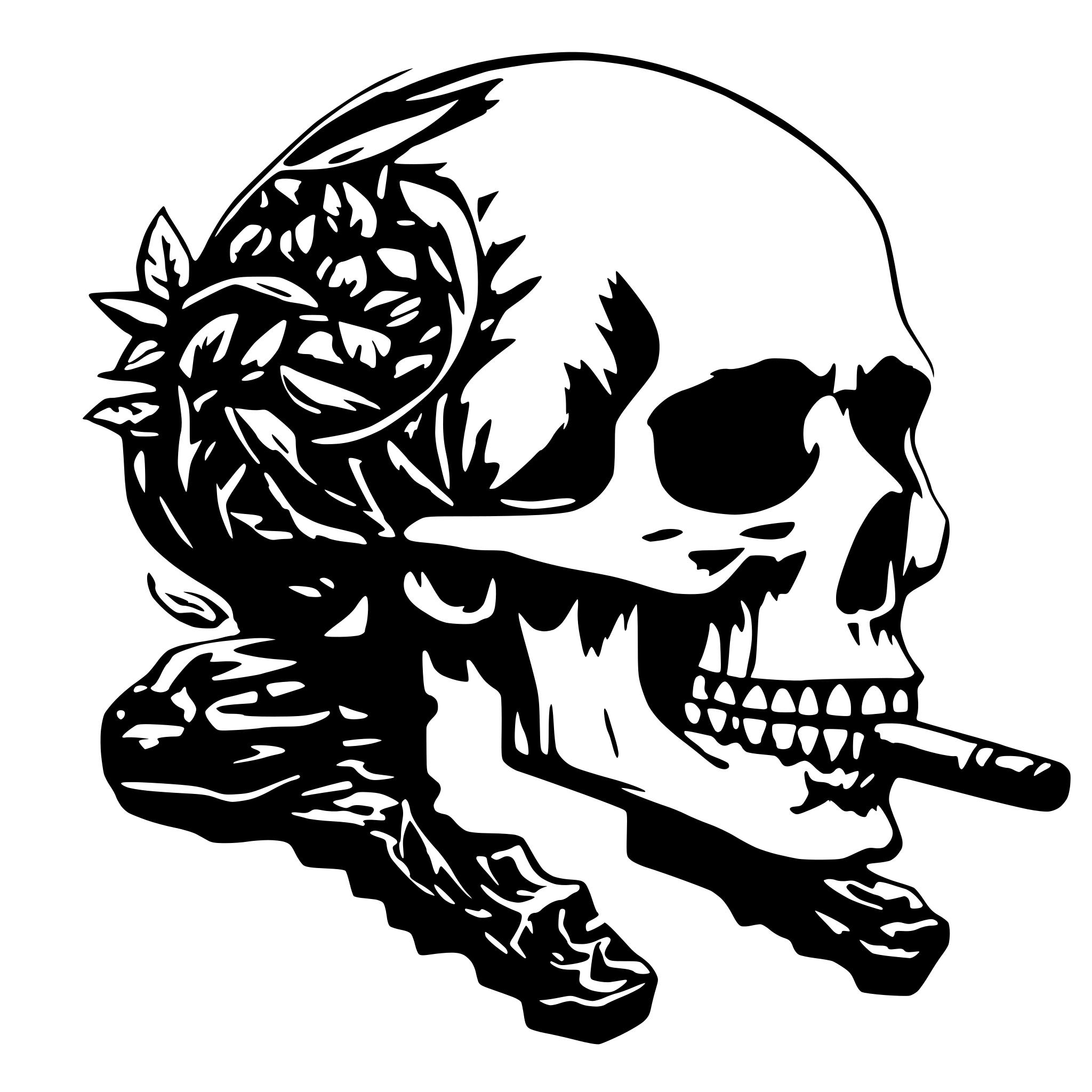 AI-generated SVG of 'a skull smoking cigar'