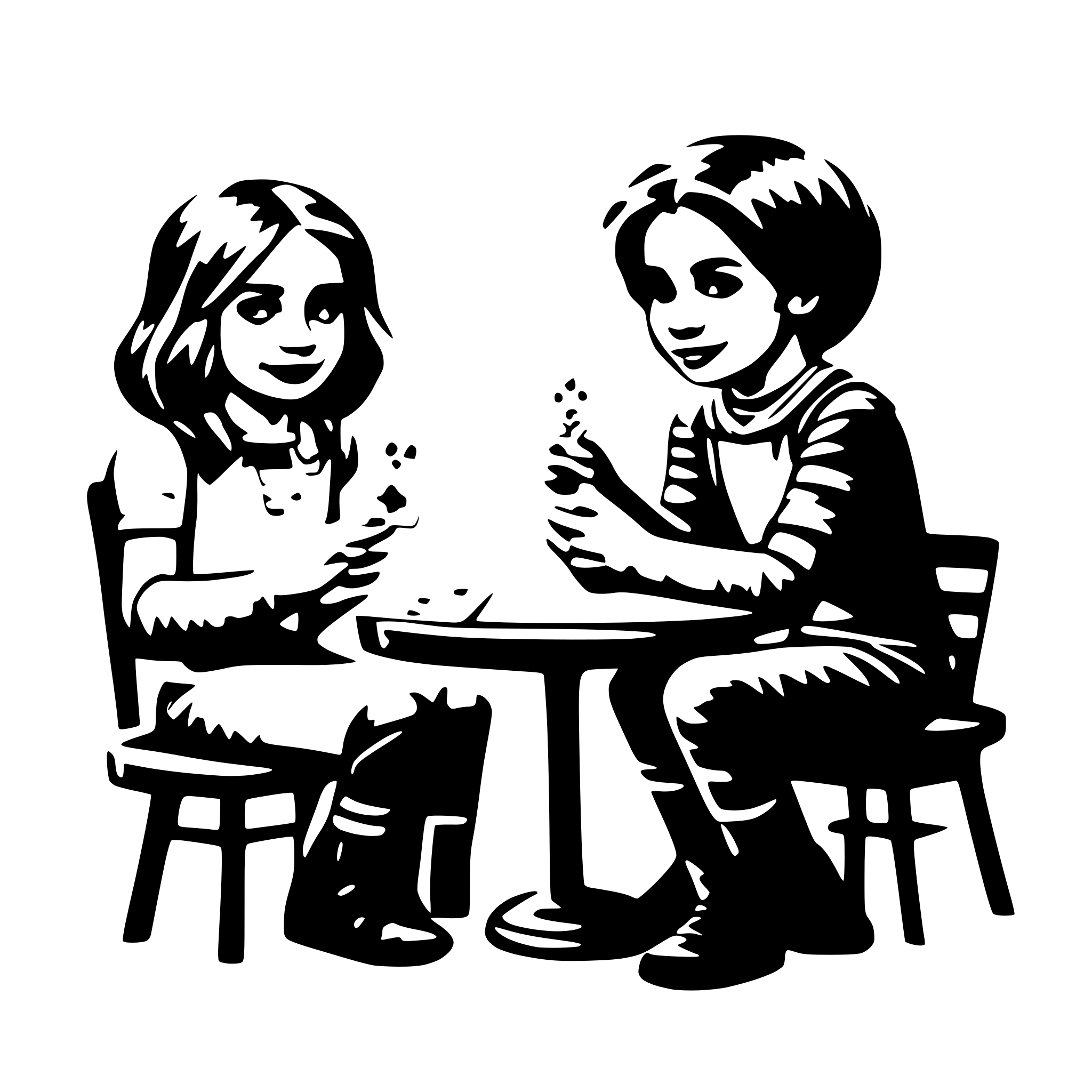 AI-generated SVG of 'Two children playing cards'