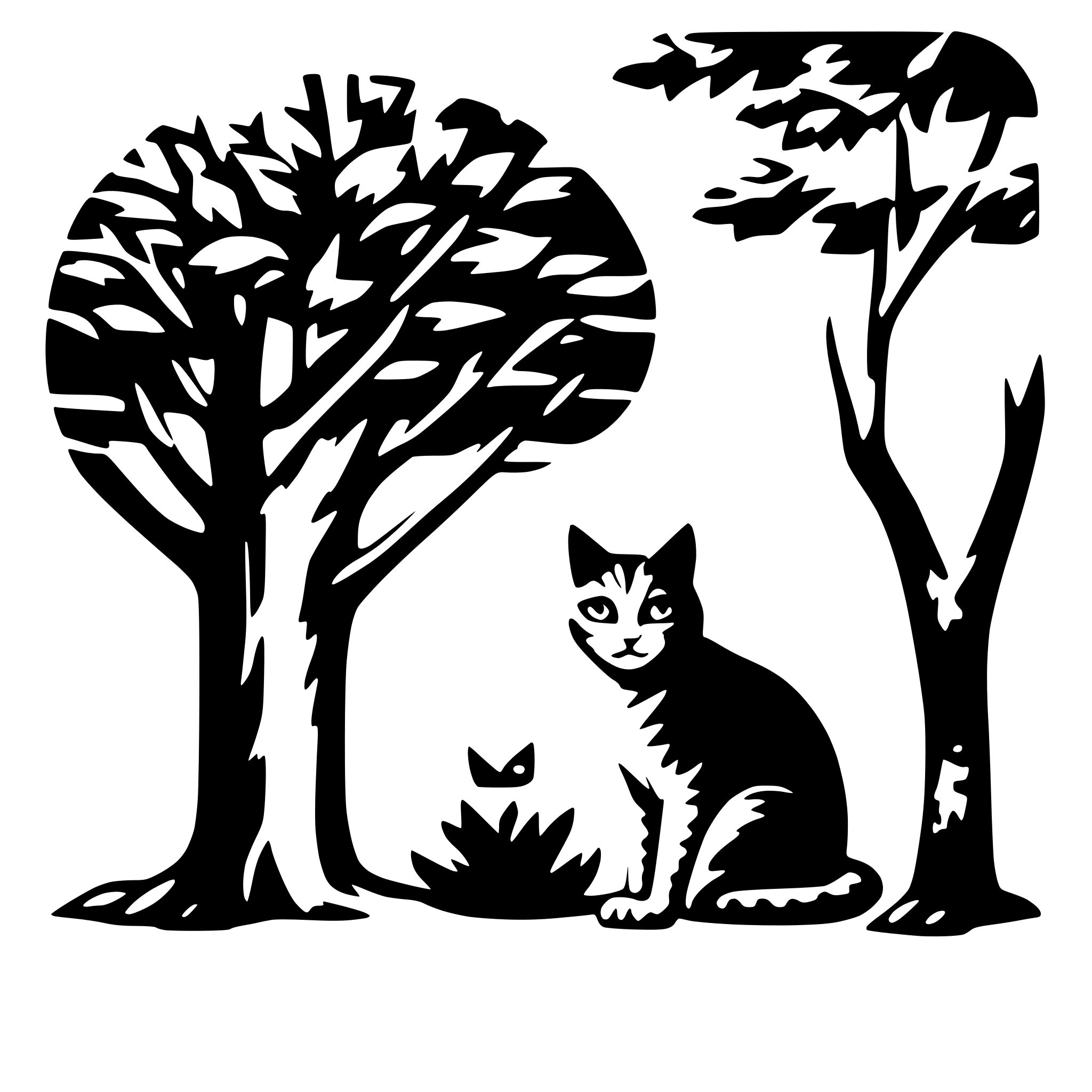 AI-generated SVG of 'cat under tree'