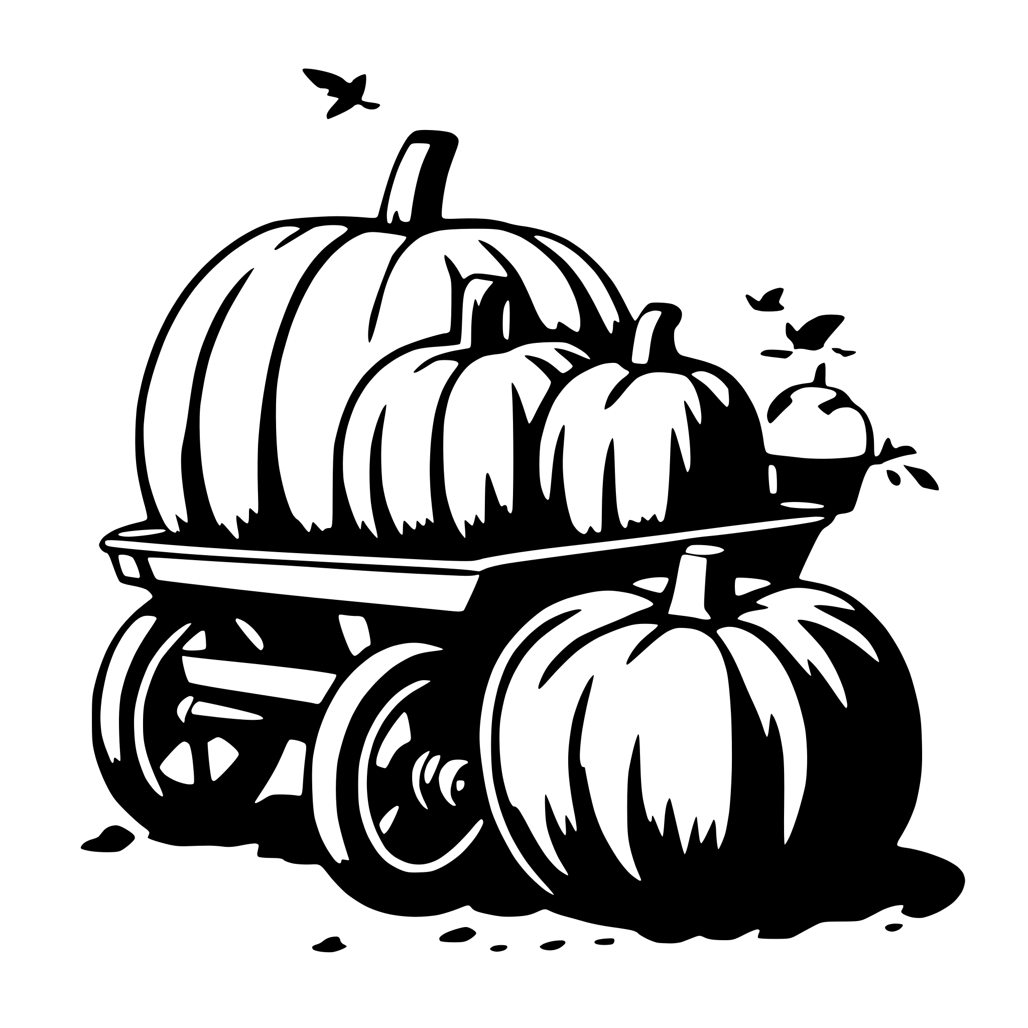 AI-generated SVG of 'wheelbarow with pumpkins'