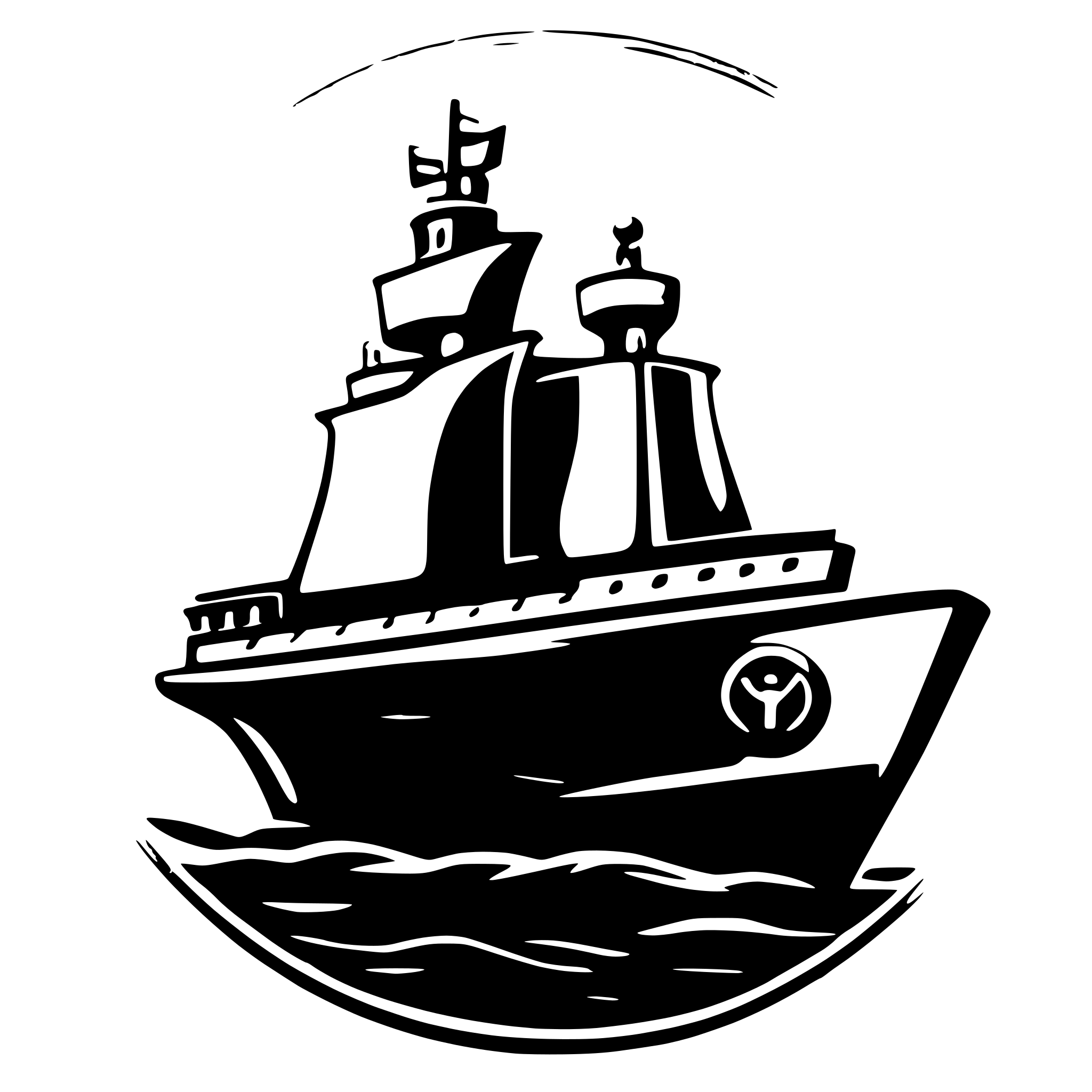 AI-generated SVG of a ship logo with lock like an encryption in blue cyan