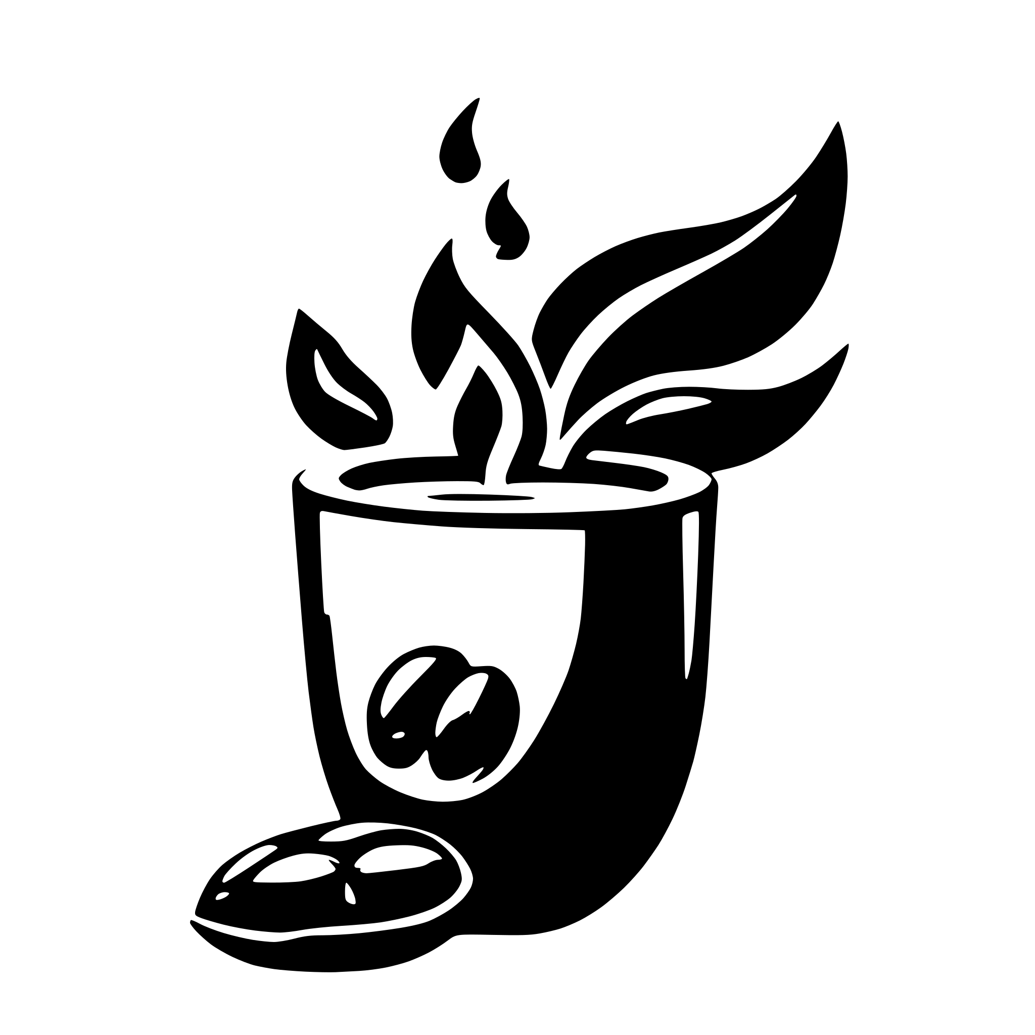 AI-generated SVG of a flame with a coffee bean inside of it, in the negative space
