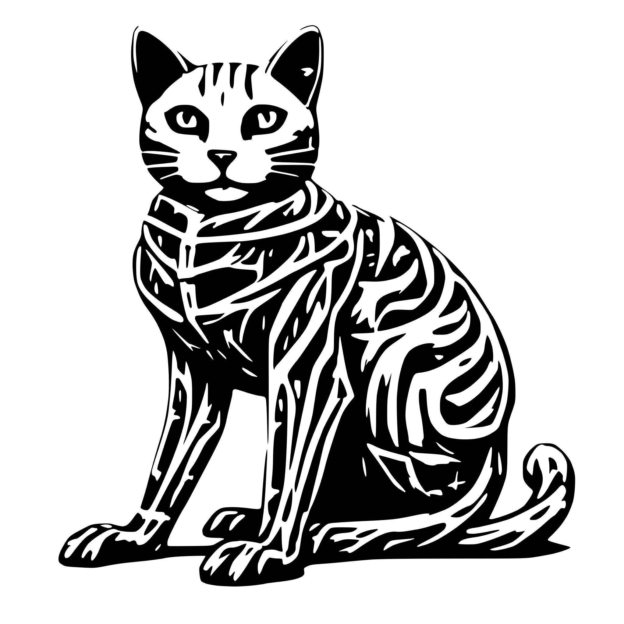AI-generated SVG of a Generate a skeleton in the shape of a cat.