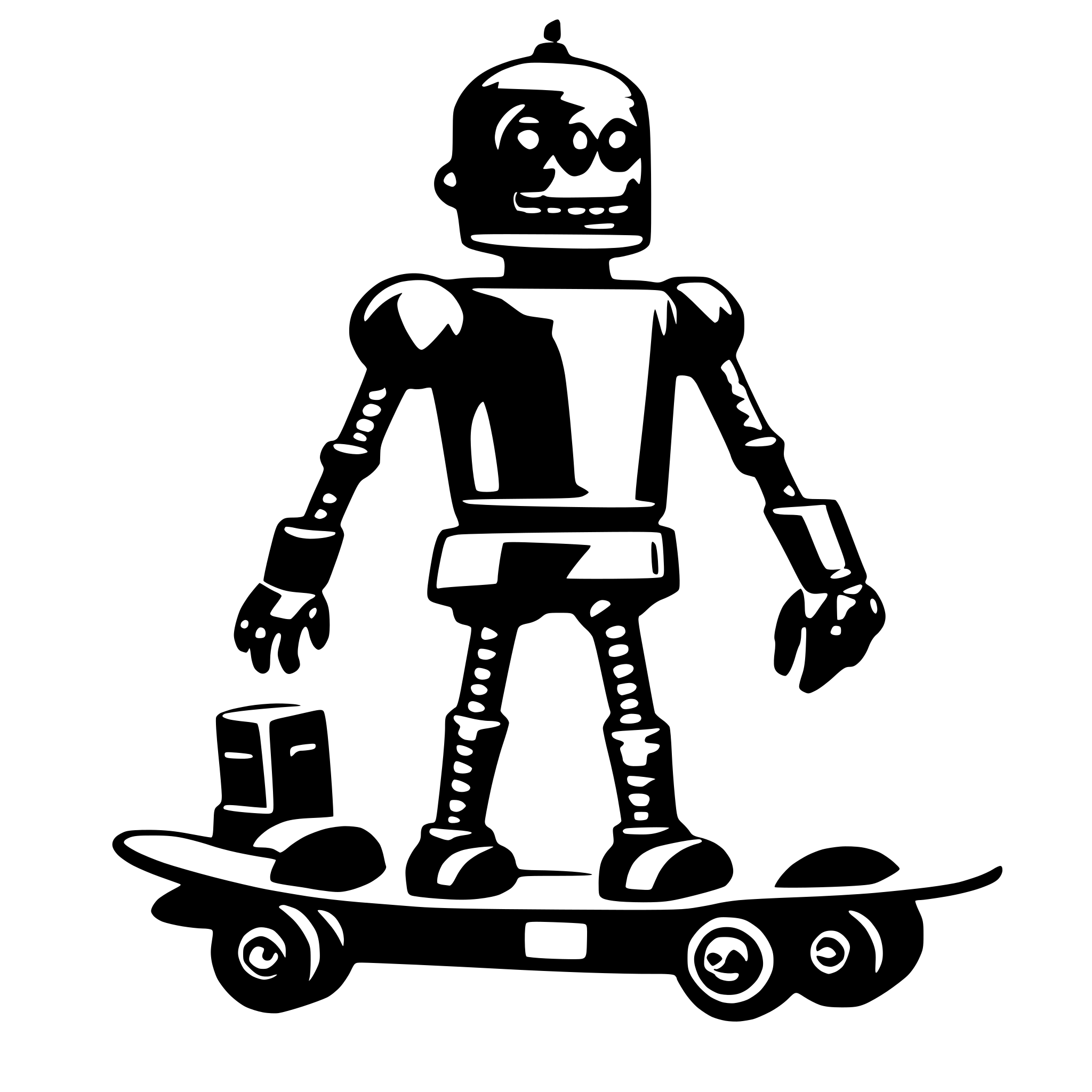 AI-generated SVG of 'robot on skateboard'