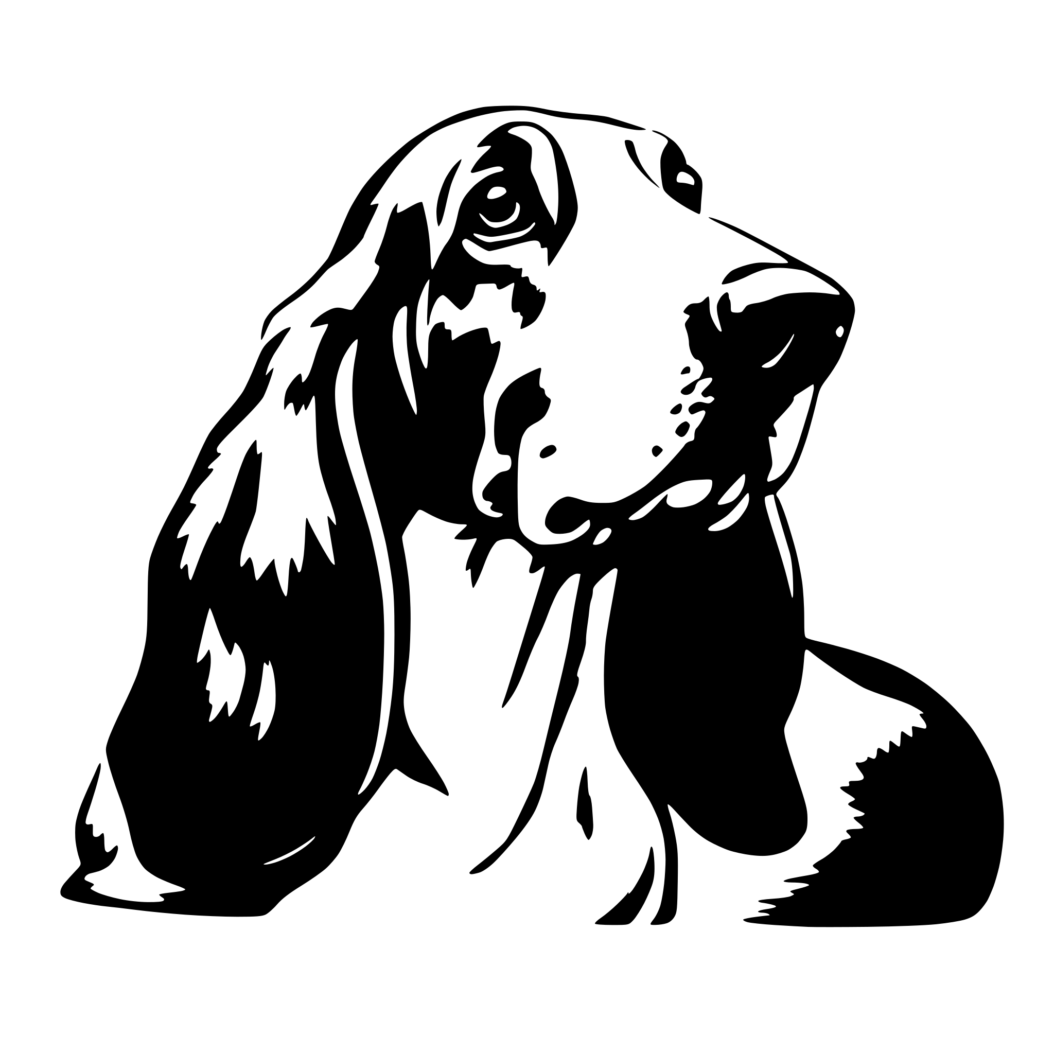 AI-generated SVG of 'a very basic basset hound'