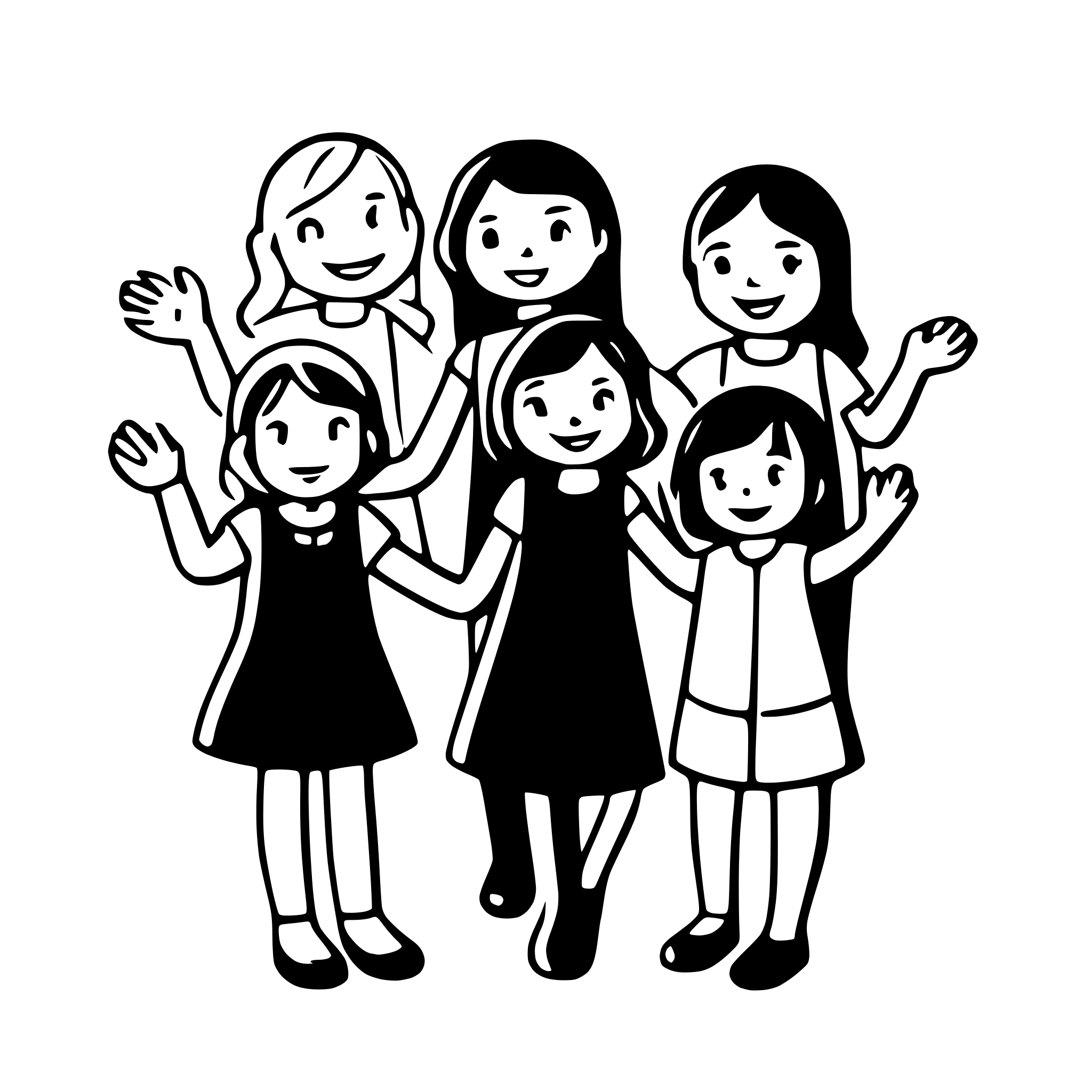 AI-generated SVG of 'educator with  8 children holding hands'