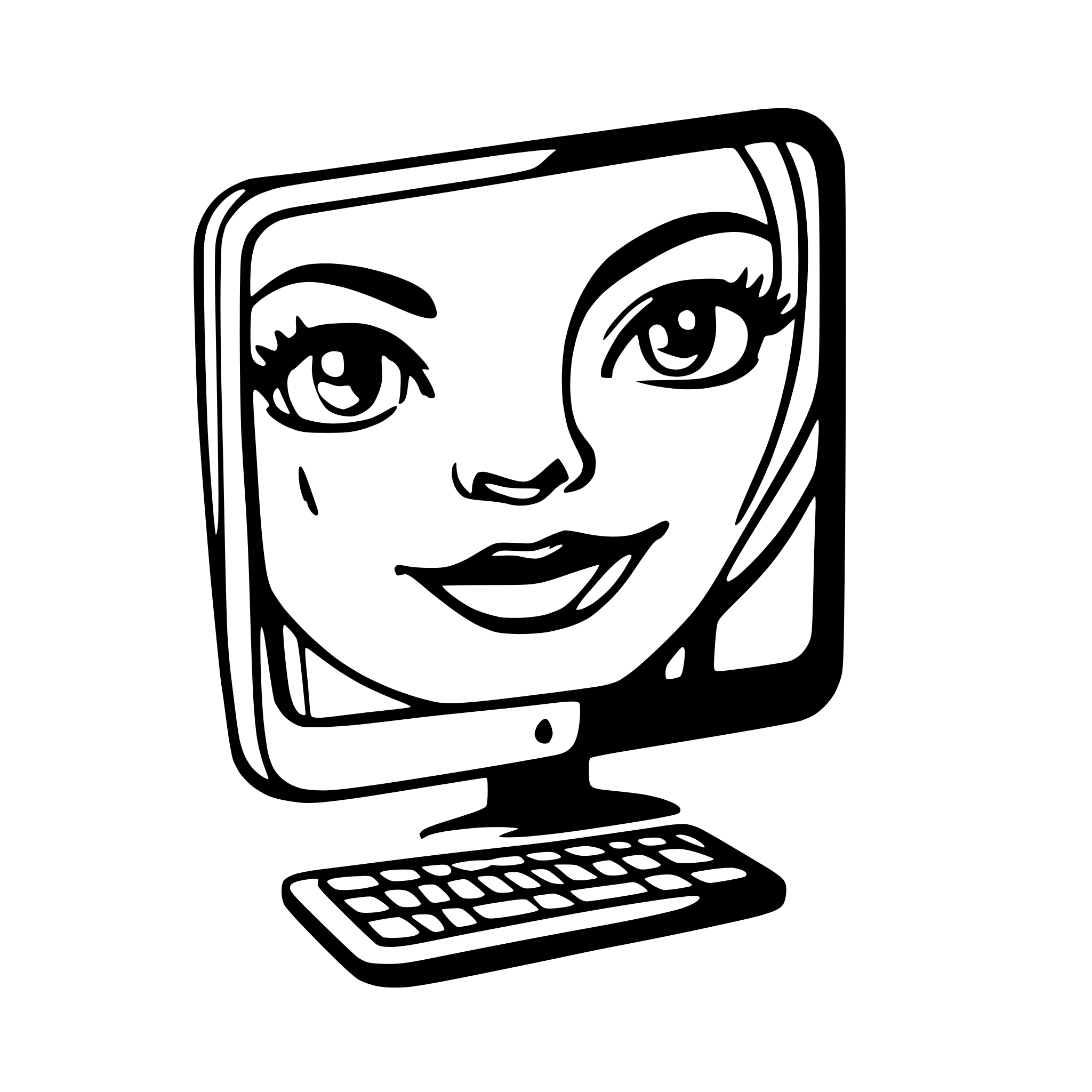 Computer Only Face contour SVG for 'a cute computer screen with a face drawn by three ...