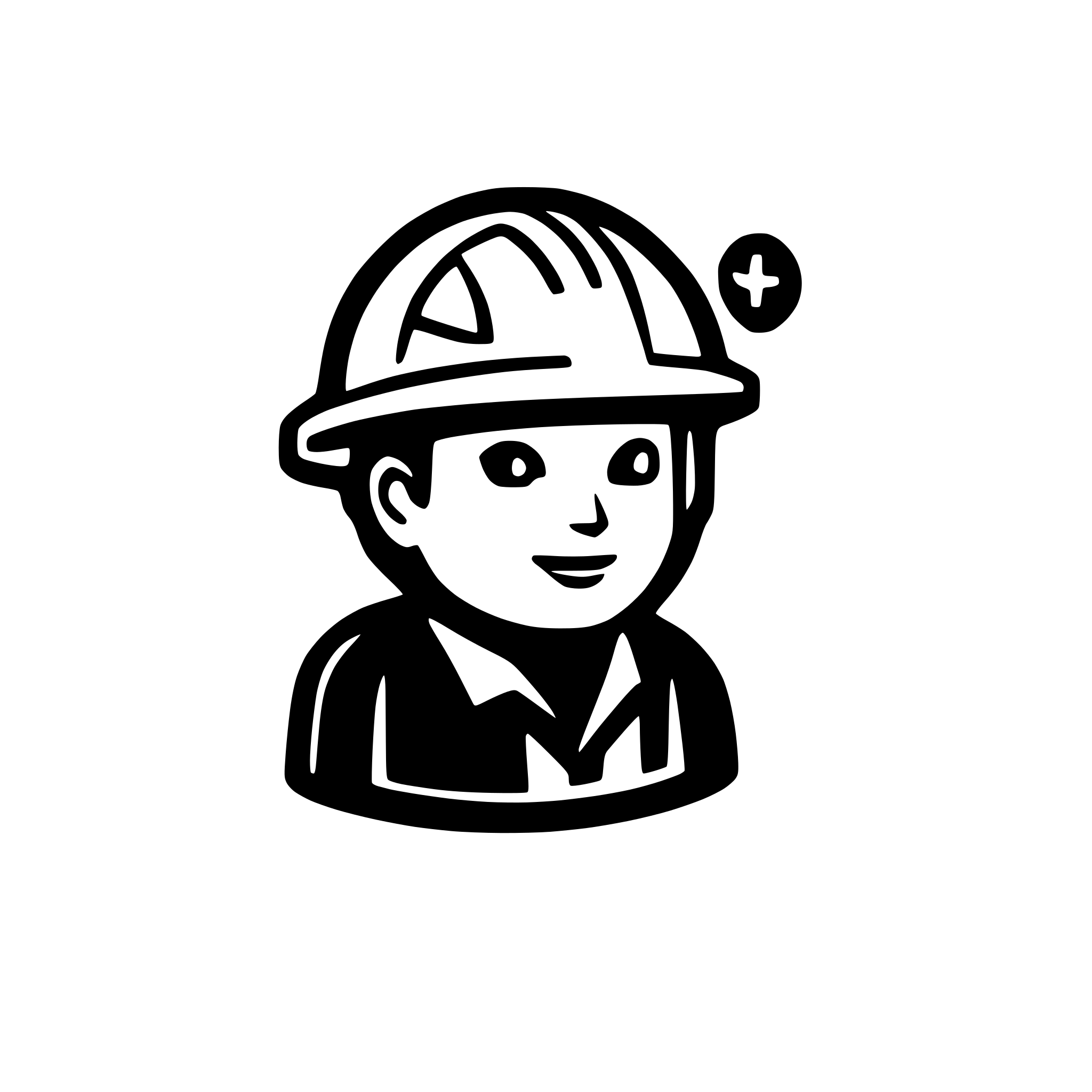 AI-generated SVG of a icon of helmet plus map pin to indication the location of worker in map