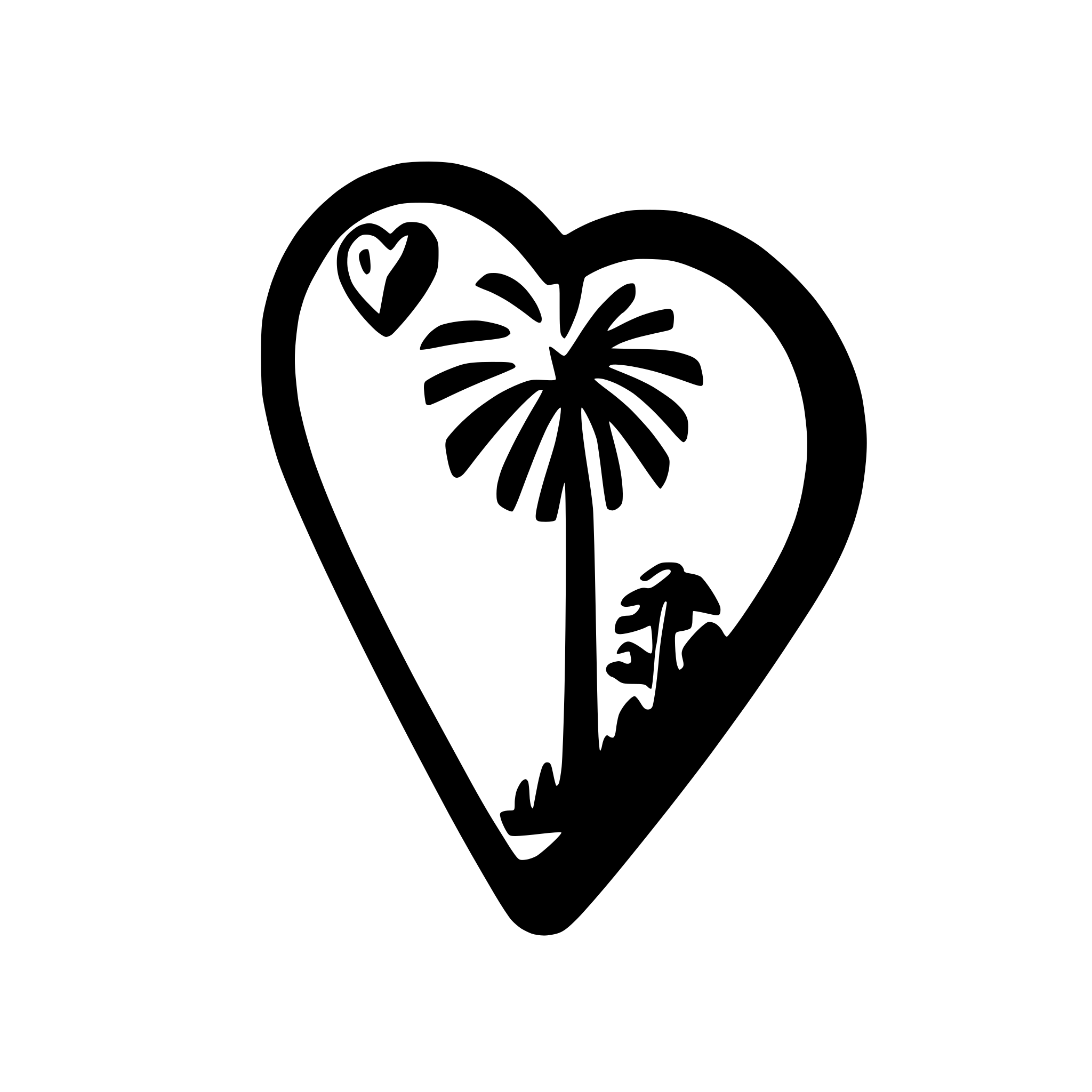 AI-generated SVG of a Profile of California with heart icon at Los Angeles.