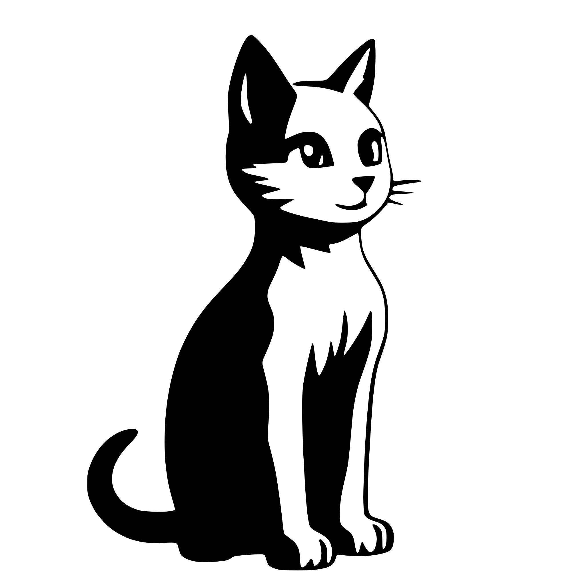 AI-generated SVG of a cat standing silhouette side view no shading
