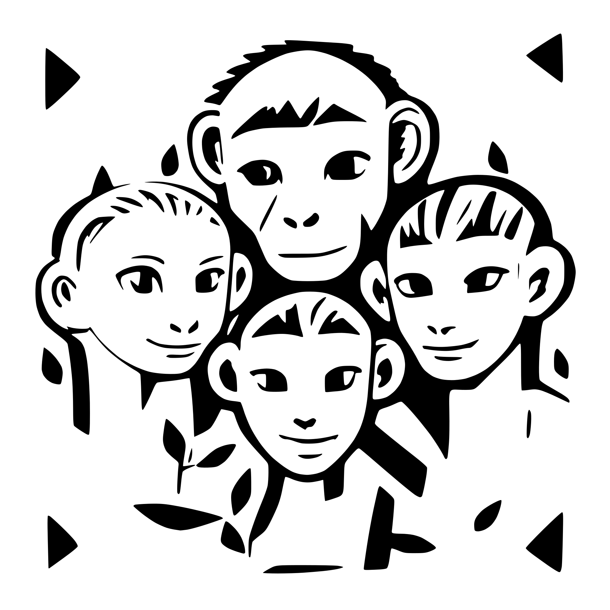 AI-generated SVG of a One monkey with three heads