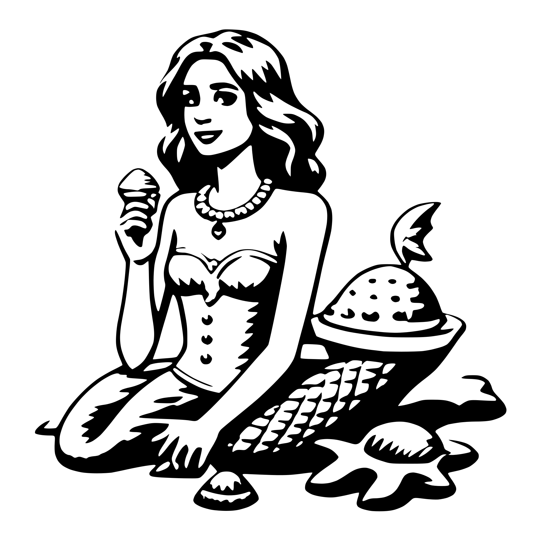 AI-generated SVG of a mermaid with shell