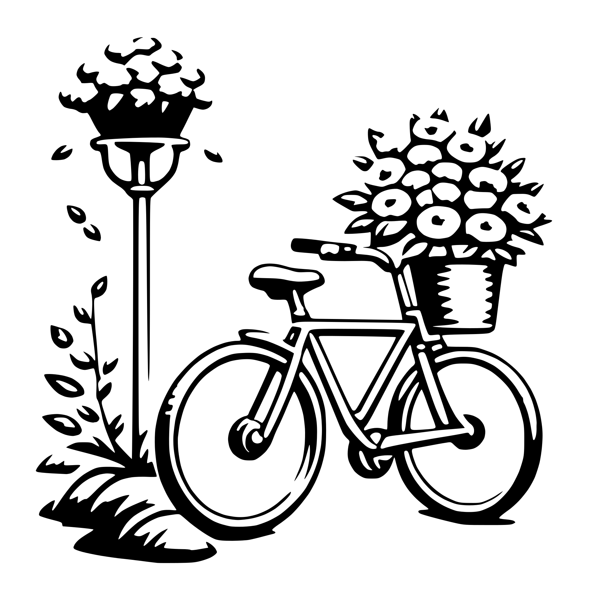 AI-generated SVG of 'bicycle and flowers'