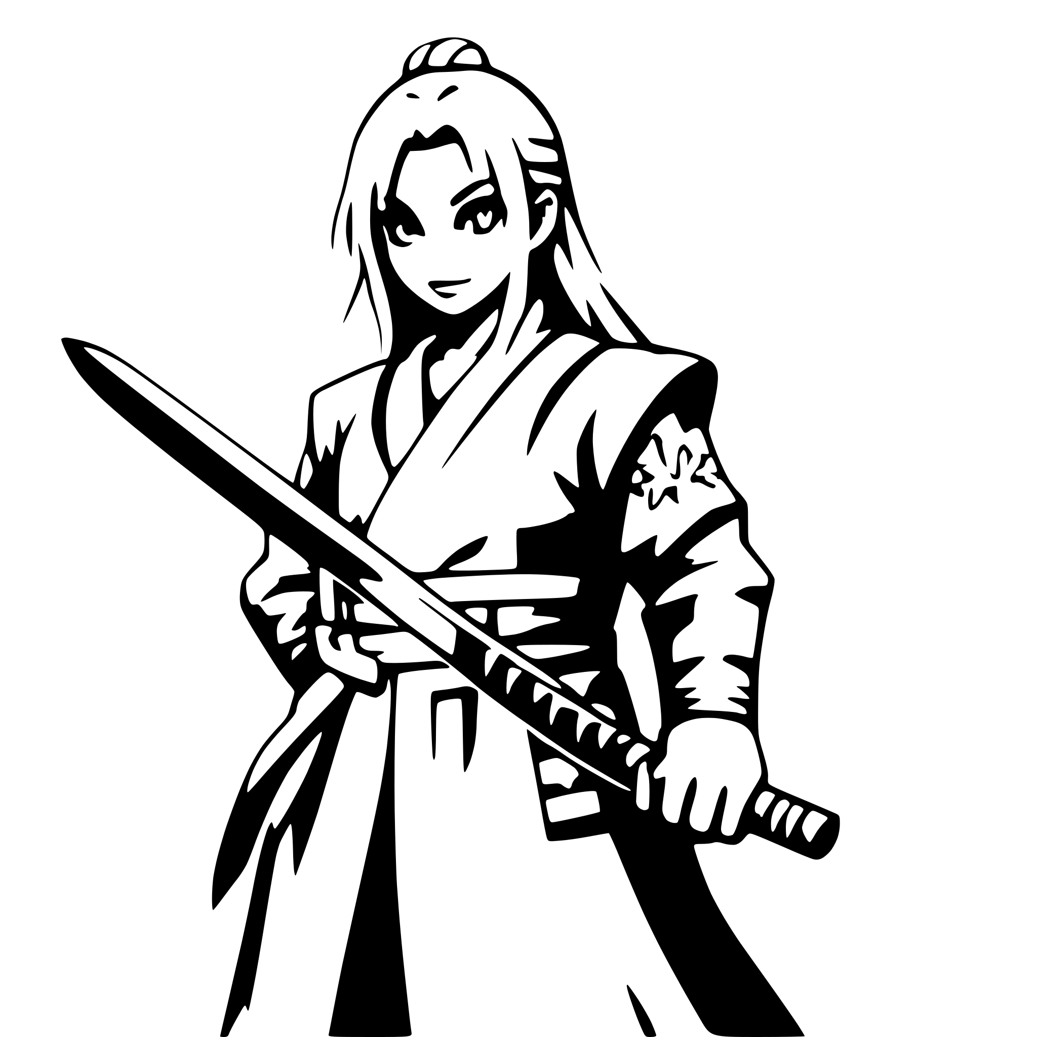 AI-generated SVG of a samurai with dual swords