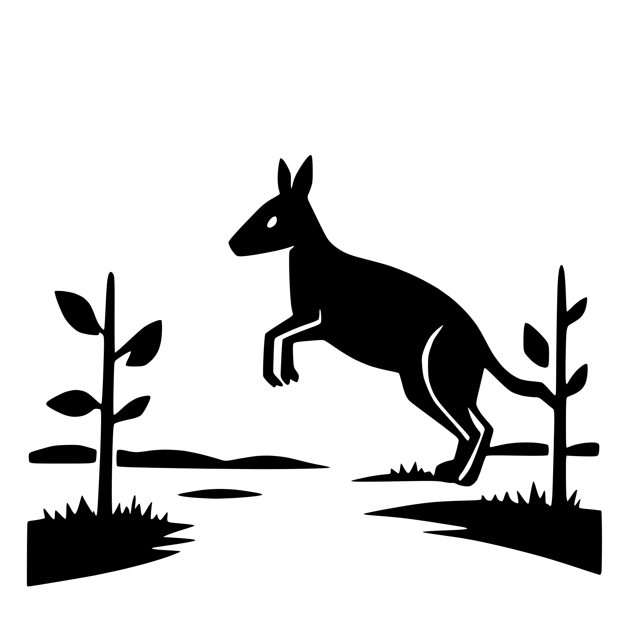 AI-generated SVG of a kangaroo jumping in outback