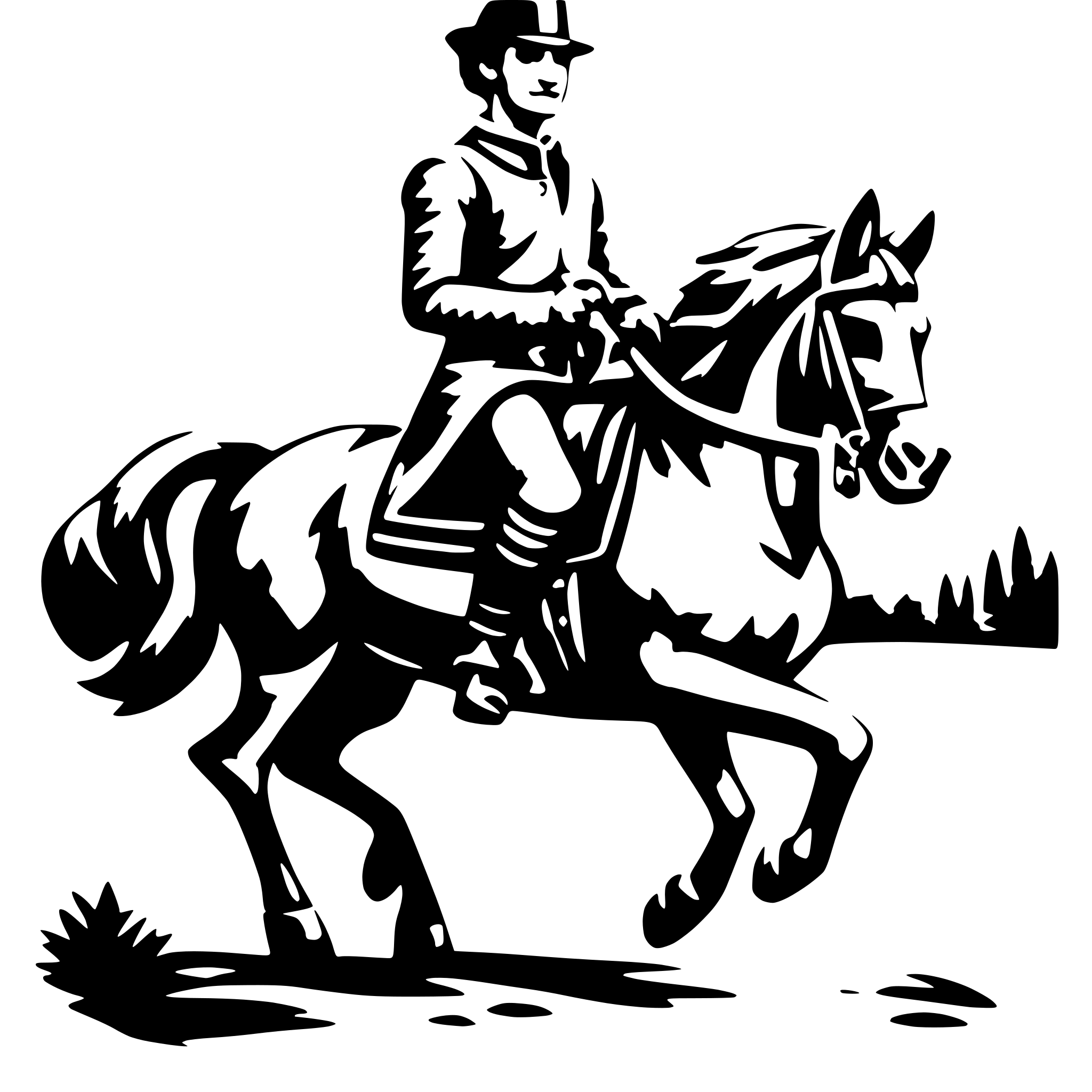 AI-generated SVG of a A man riding a horse