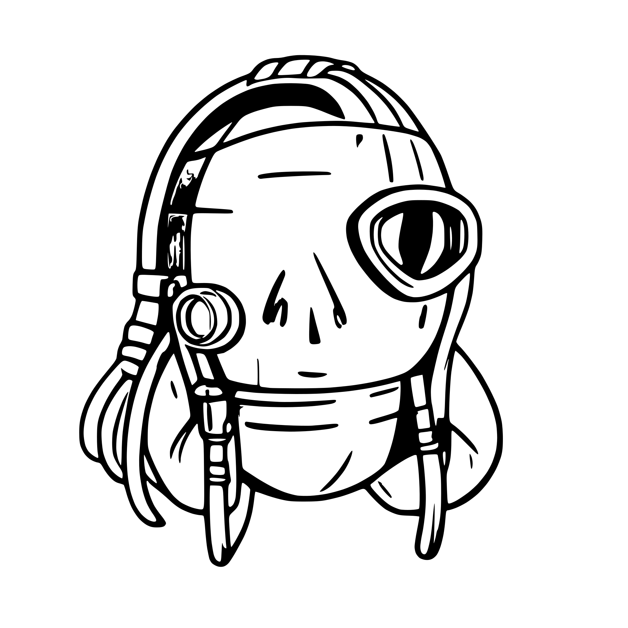 AI-generated SVG of a Squid qith snorkel gear from the front