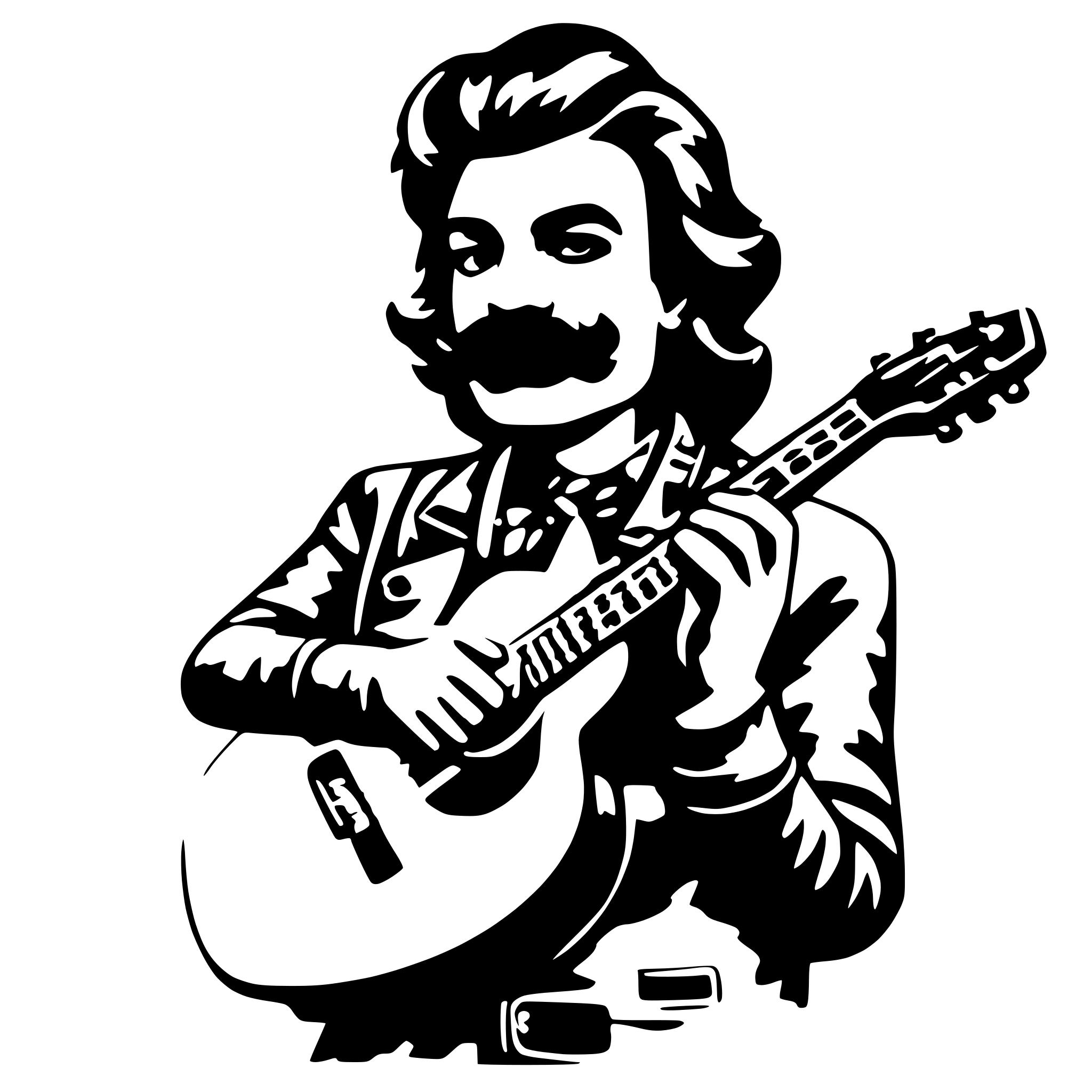 AI-generated SVG of a moustache man playing the guitar