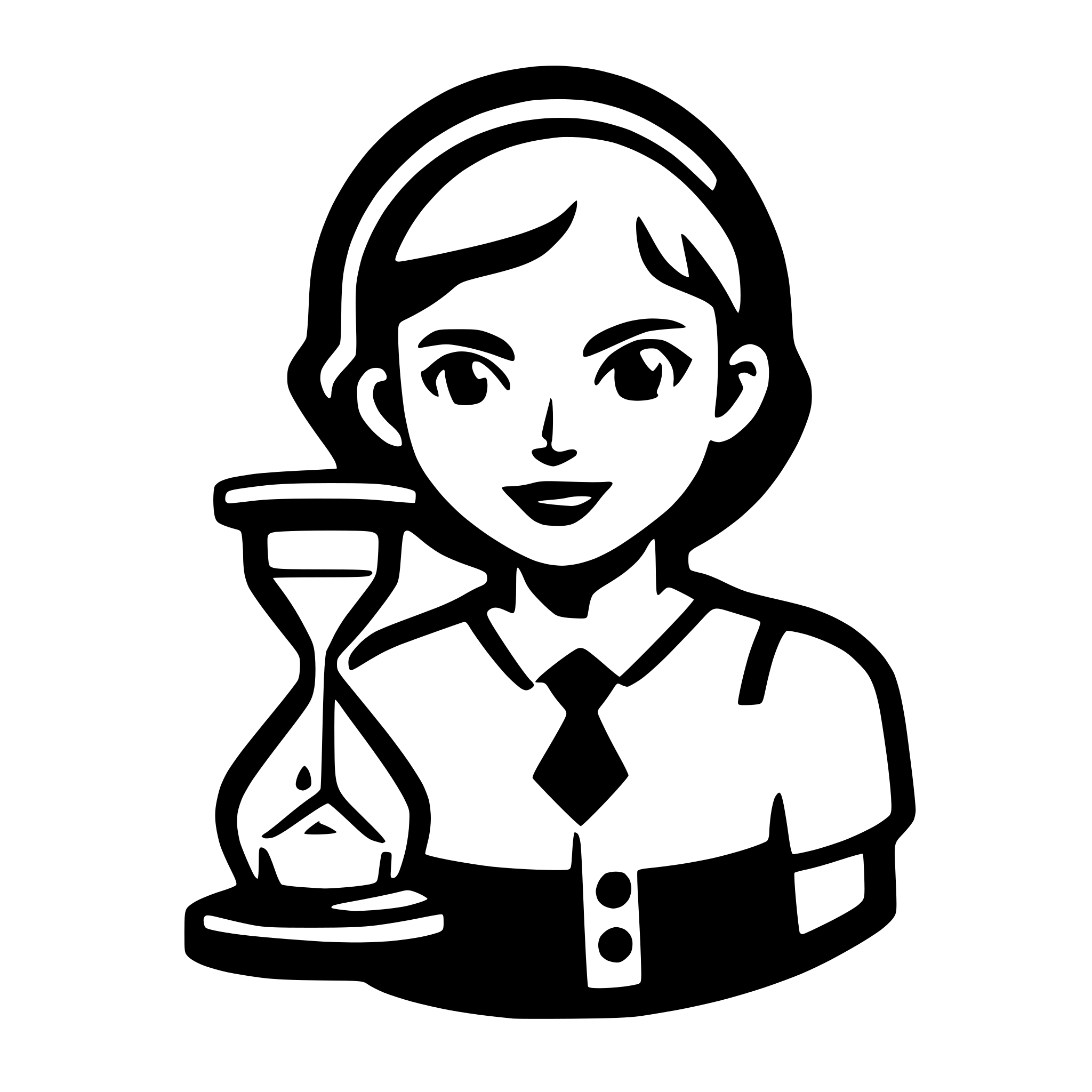 AI-generated SVG of a 2 colors icon (blue and white) worker bust and hourglass