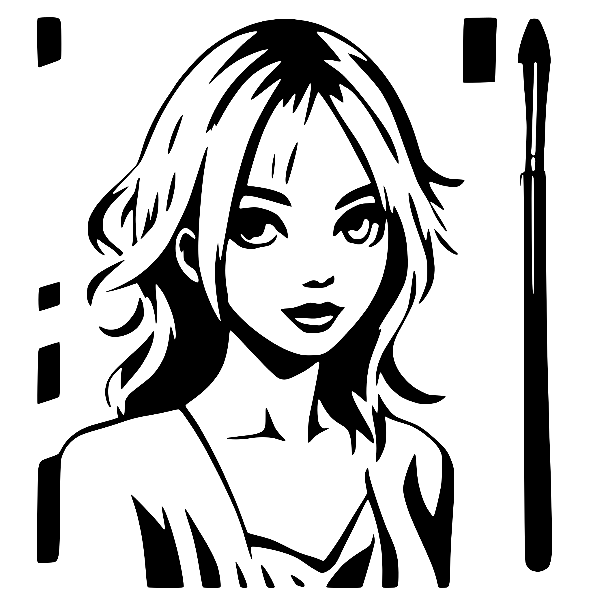 AI-generated SVG of a A woman silouette with spike hairs