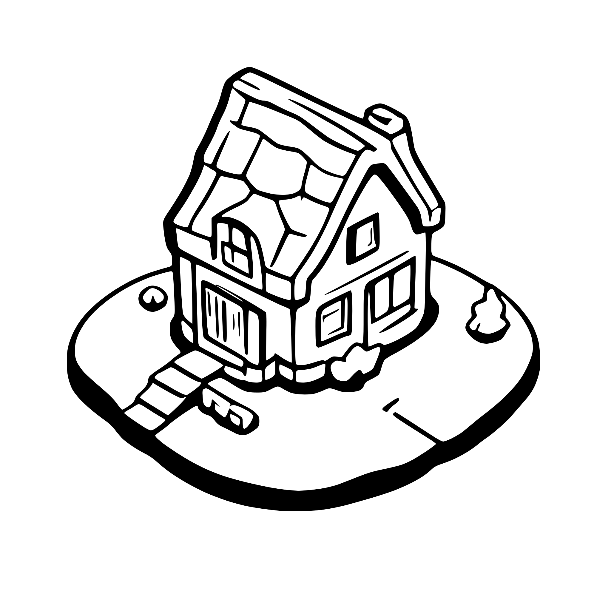 AI-generated SVG of a cartoony boring swiss house isometric