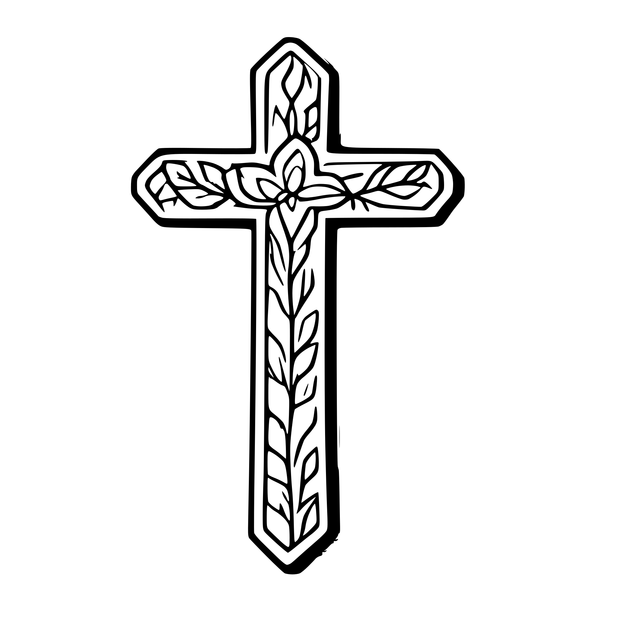 AI-generated SVG of a generate a cross with the word faith inside and a floral design around size it 1.5 inches wide by 5 inches tall