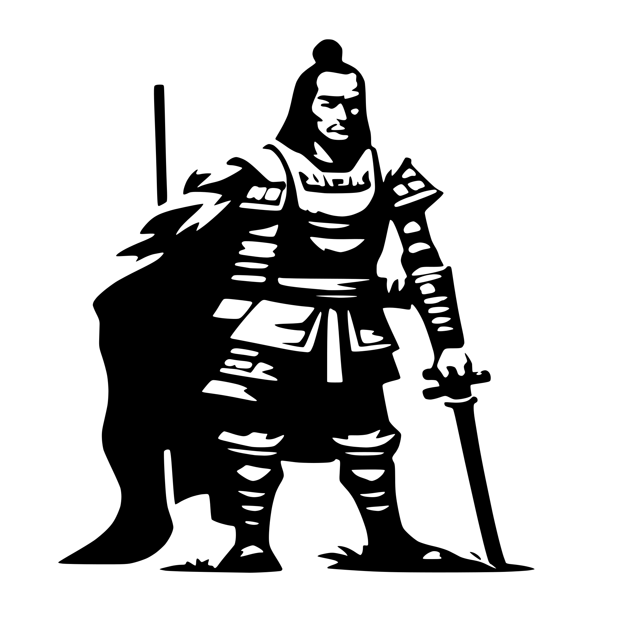AI-generated SVG of a old samurai, side view, nostalgic