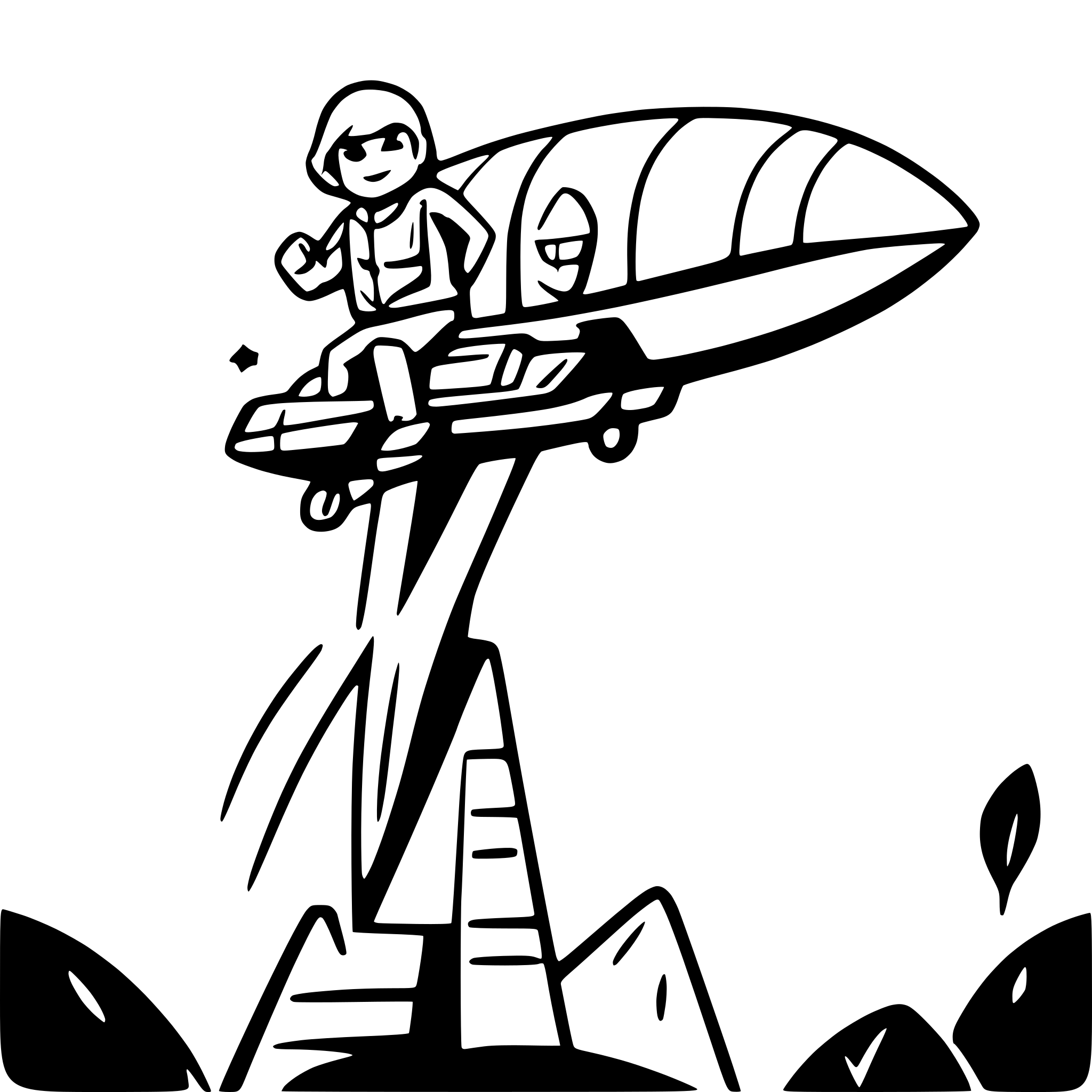 AI-generated SVG of a productivity man on the rocket