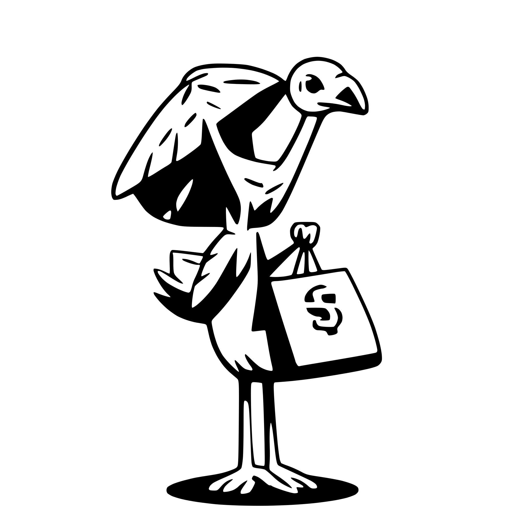 AI-generated SVG of a stork carrying money instead of baby