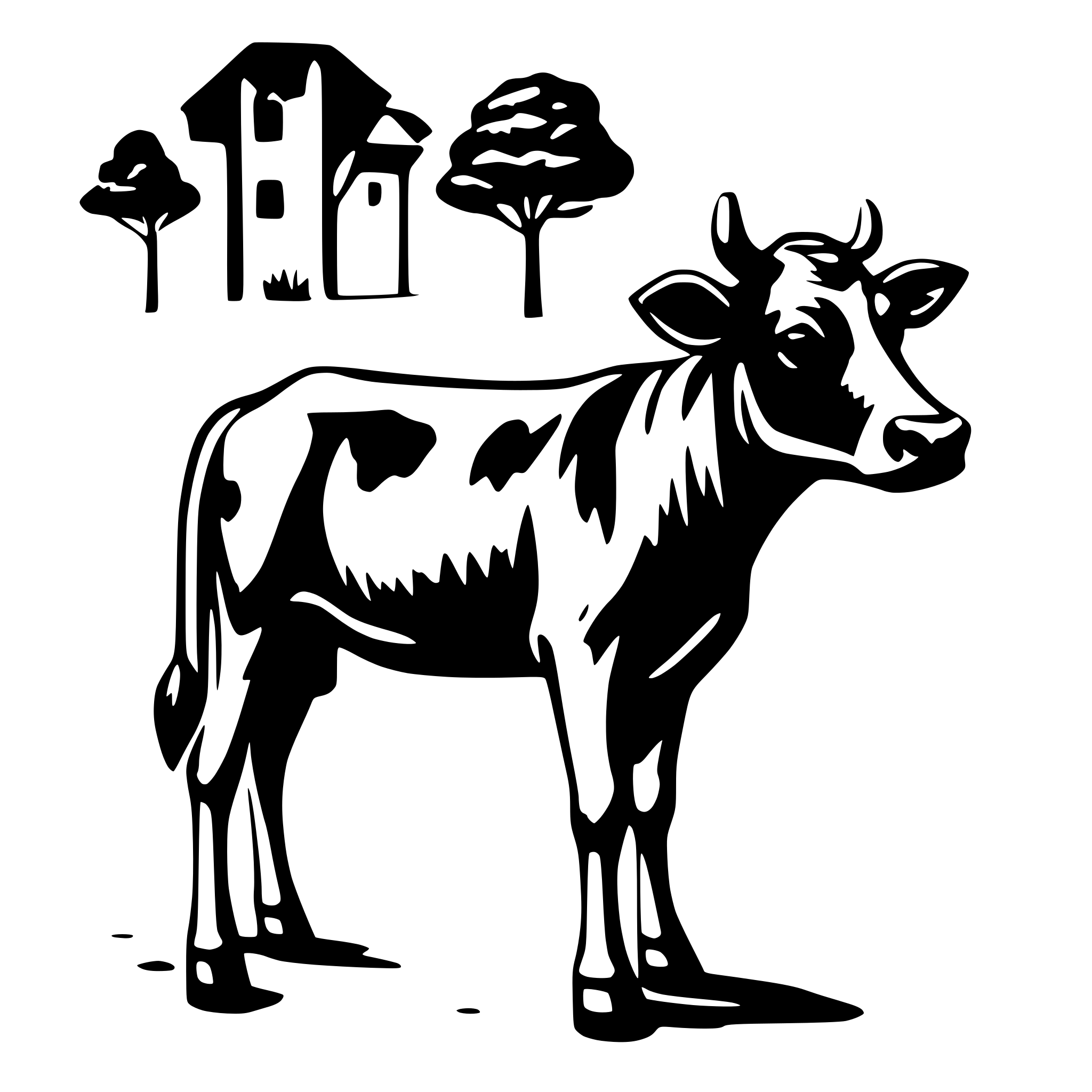 AI-generated SVG of 'cow bird view with only black color'
