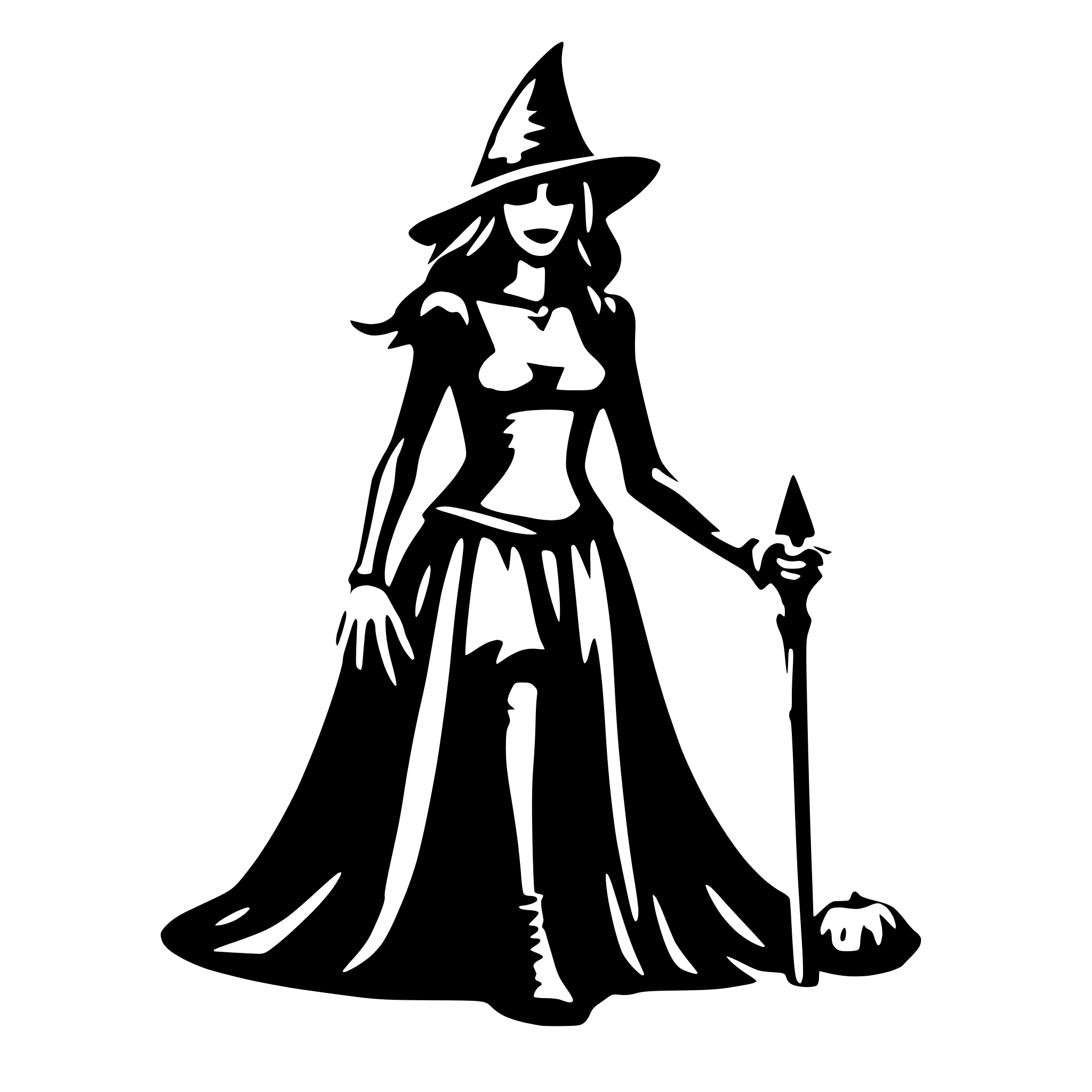 AI-generated SVG of 'Spookey Witch on a proom'