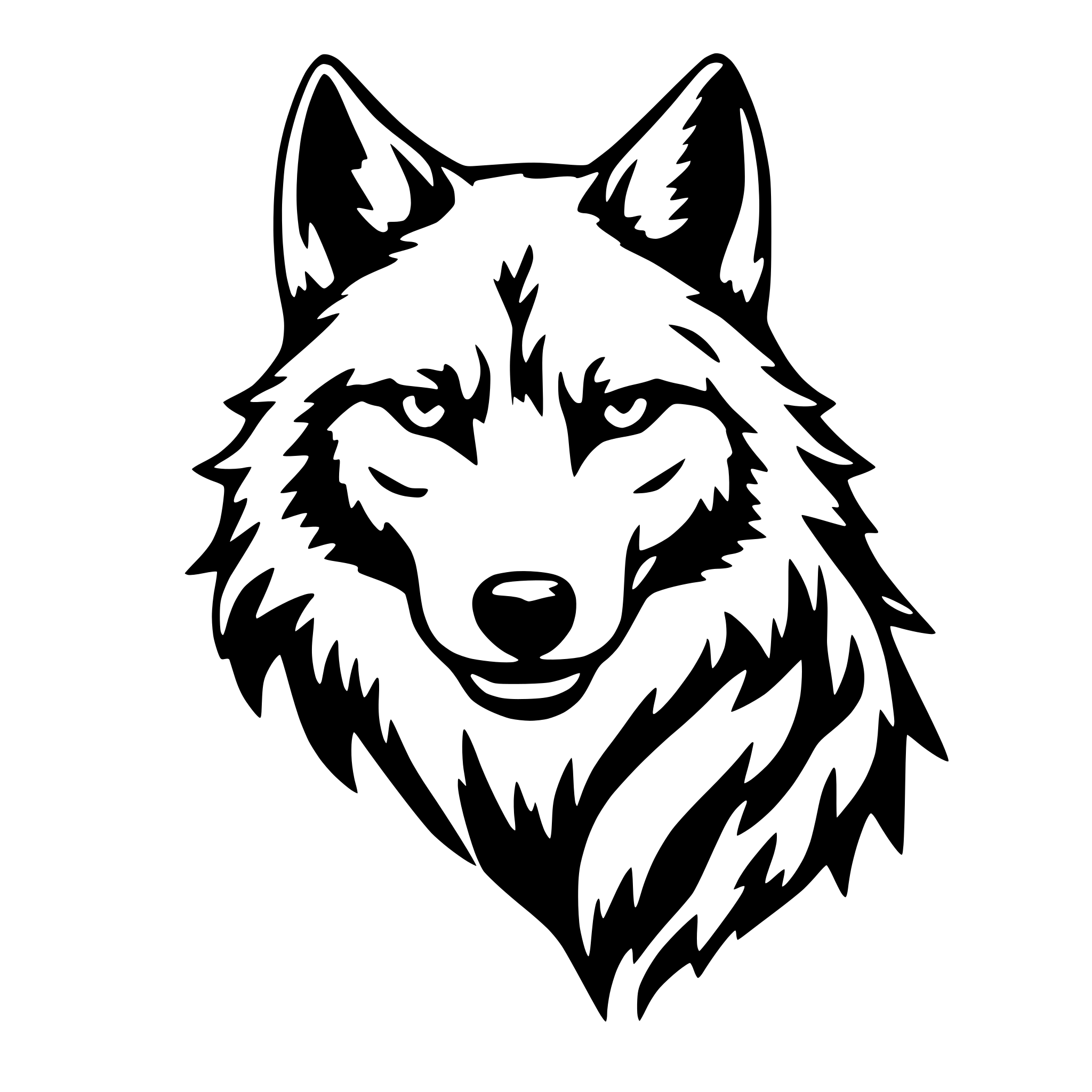 AI-generated SVG of 'a wolf head a howl'