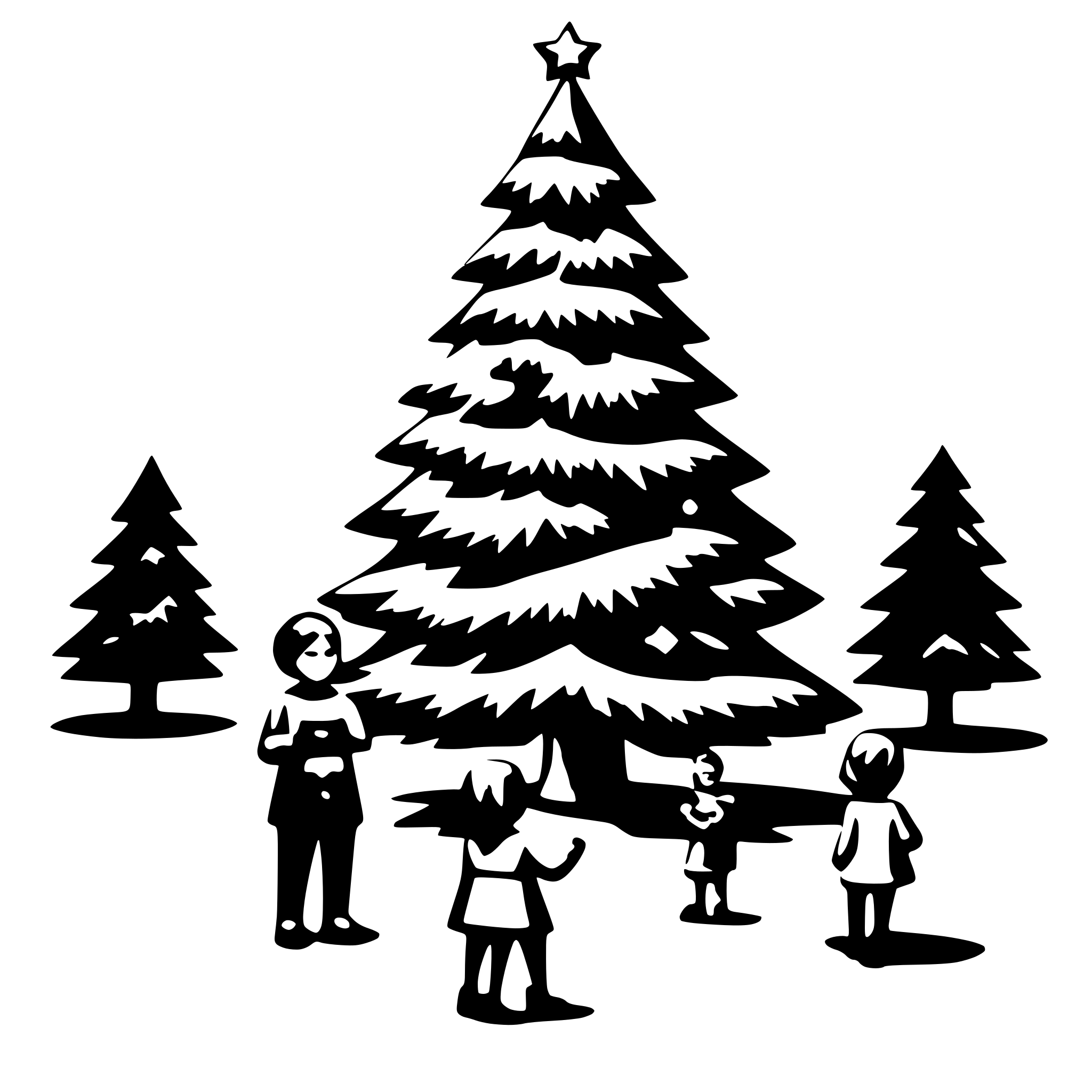 AI-generated SVG of 'christmas tree with childrens around'