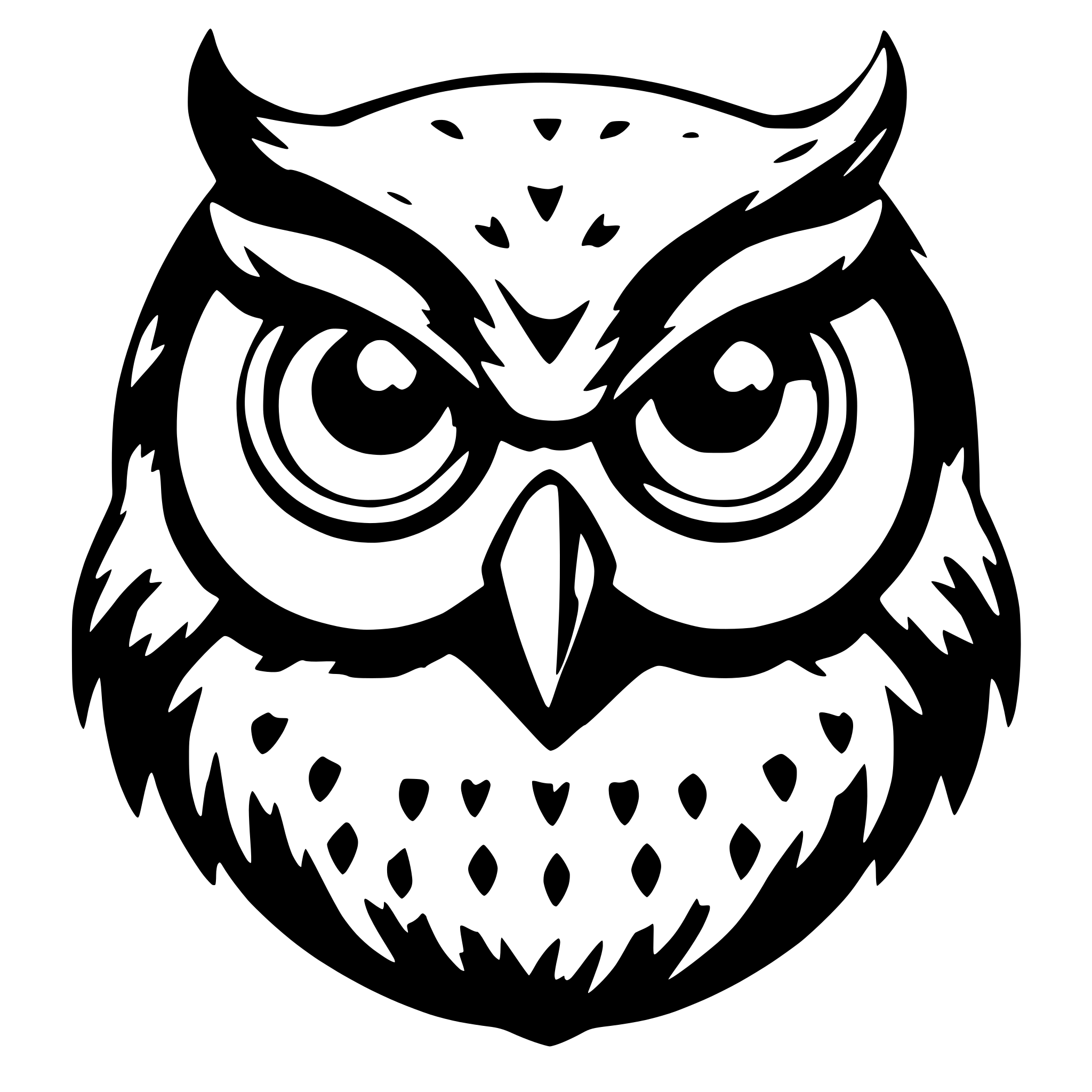 AI-generated SVG of 'an owls face'