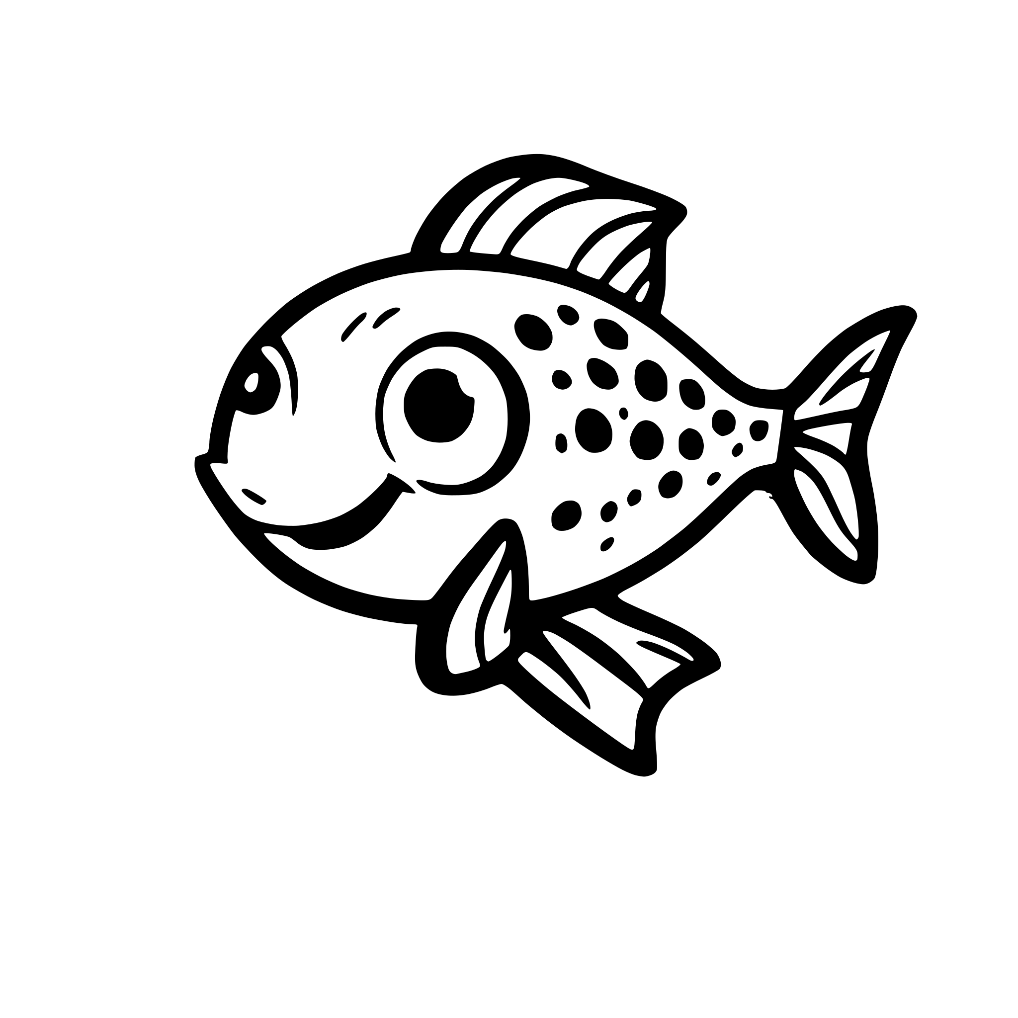 AI-generated SVG of a Can you please generate an SVG of a cartoon fish with vibrant colours that is fun.