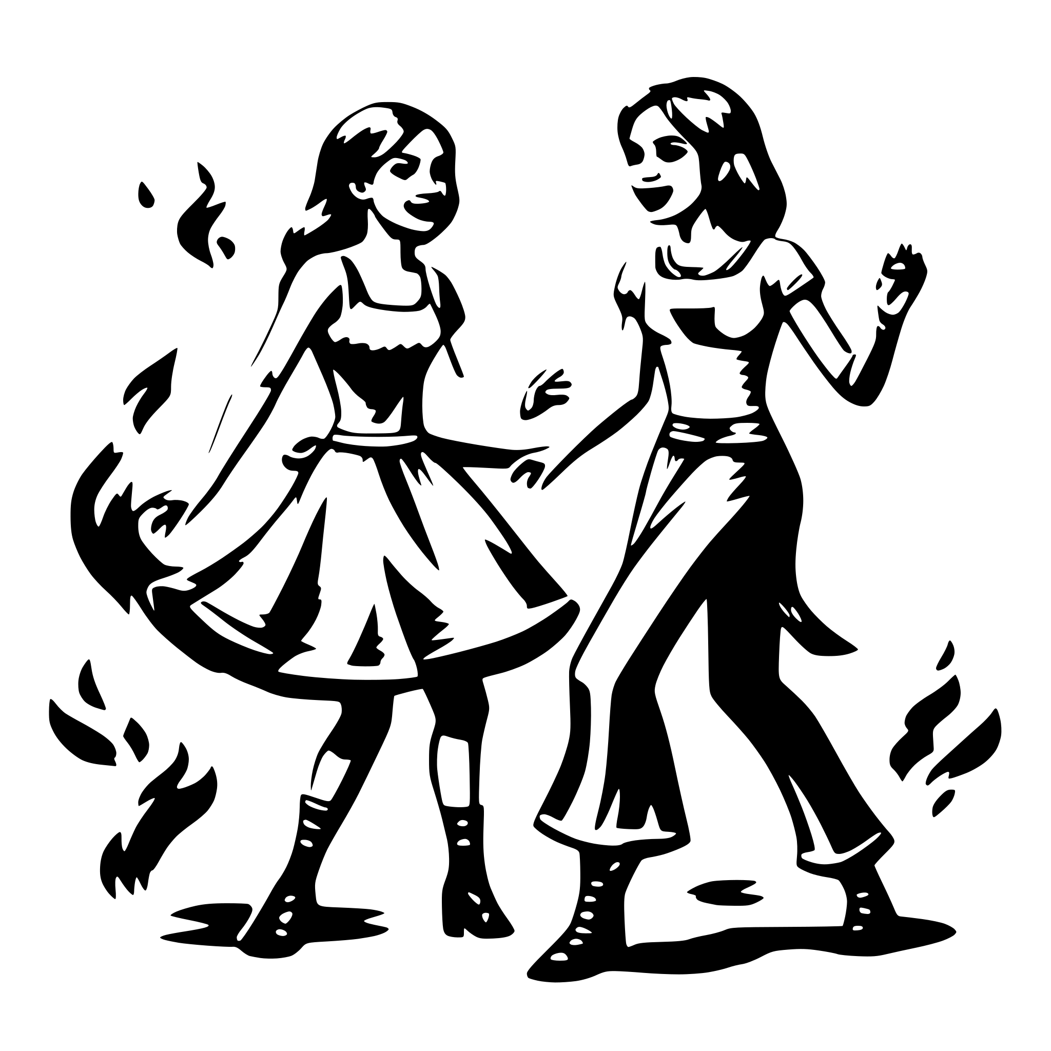 AI-generated SVG of 'women, dancing around fire'