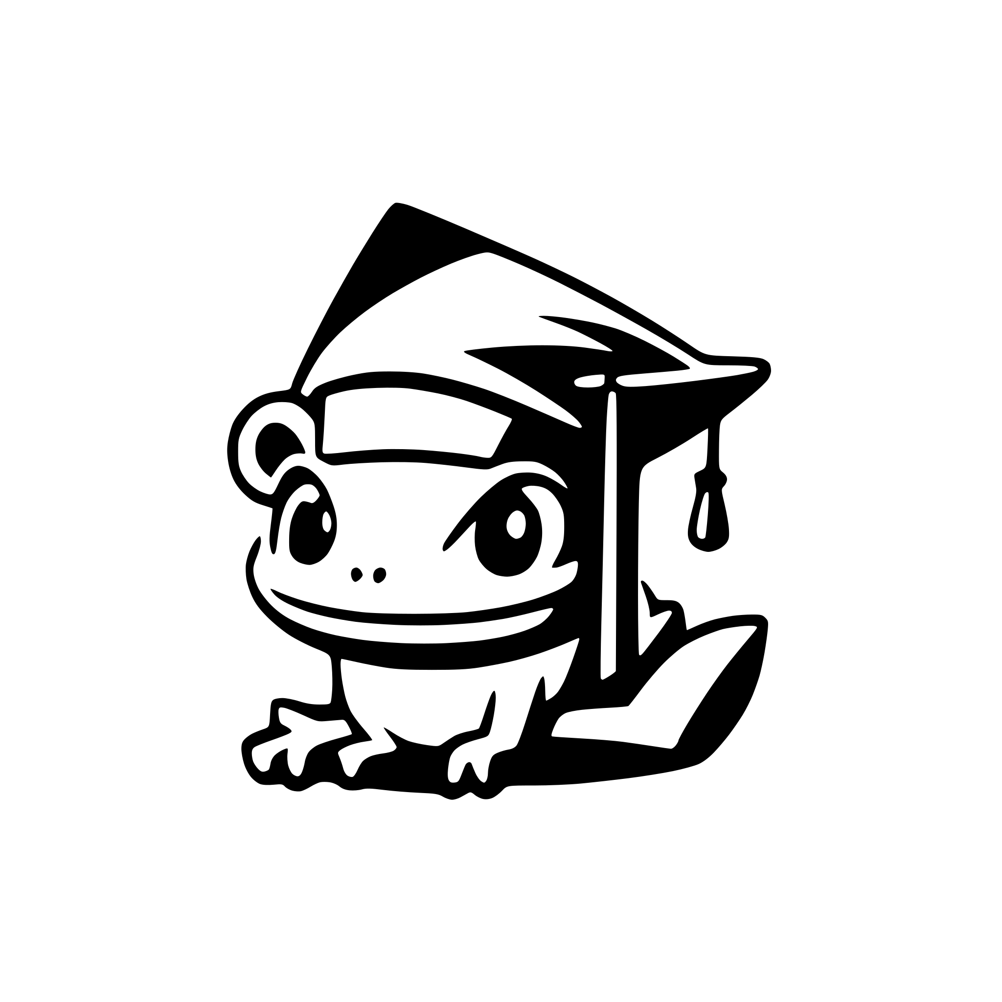 AI-generated SVG of a cute logo of frog wearing graduation cap