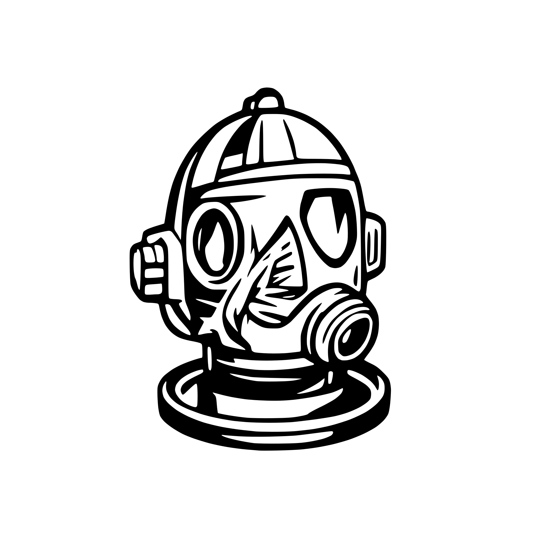 AI-generated SVG of 'fish head with gas mask'