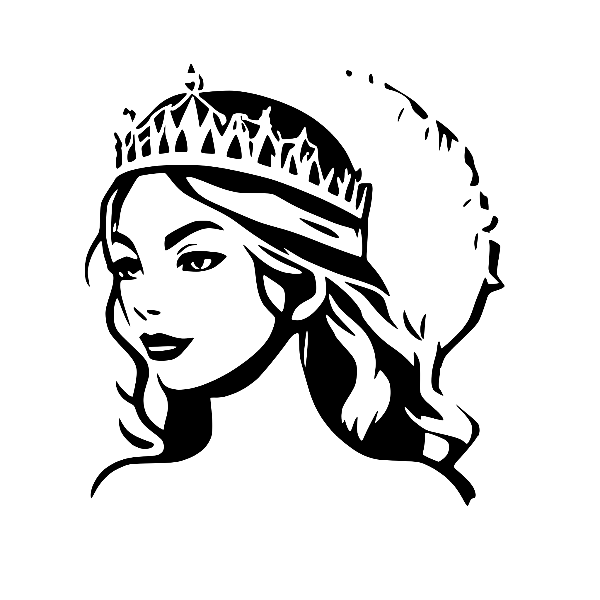 AI-generated SVG of a A woman silouette with a crown