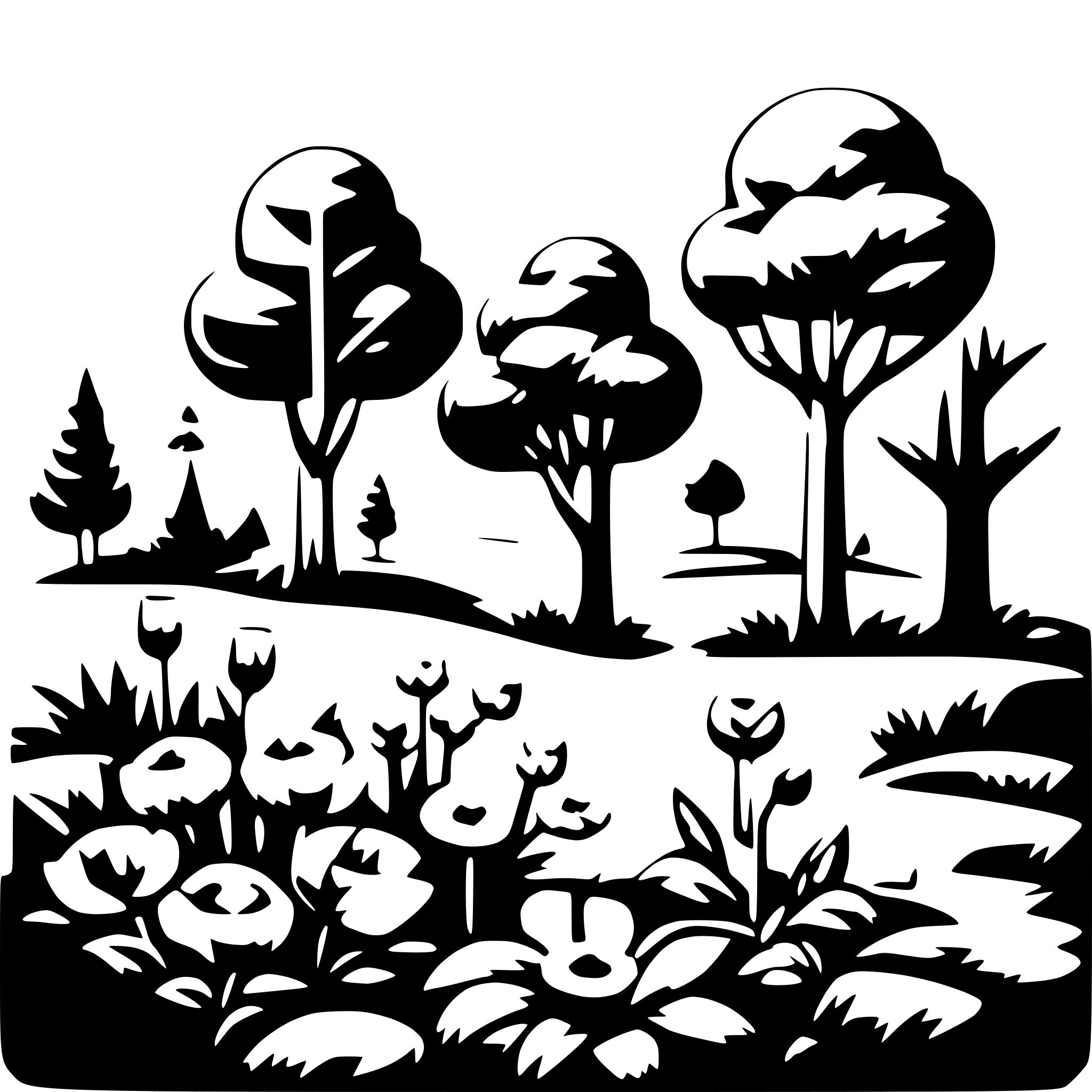 AI-generated SVG of a group of flowers and trees