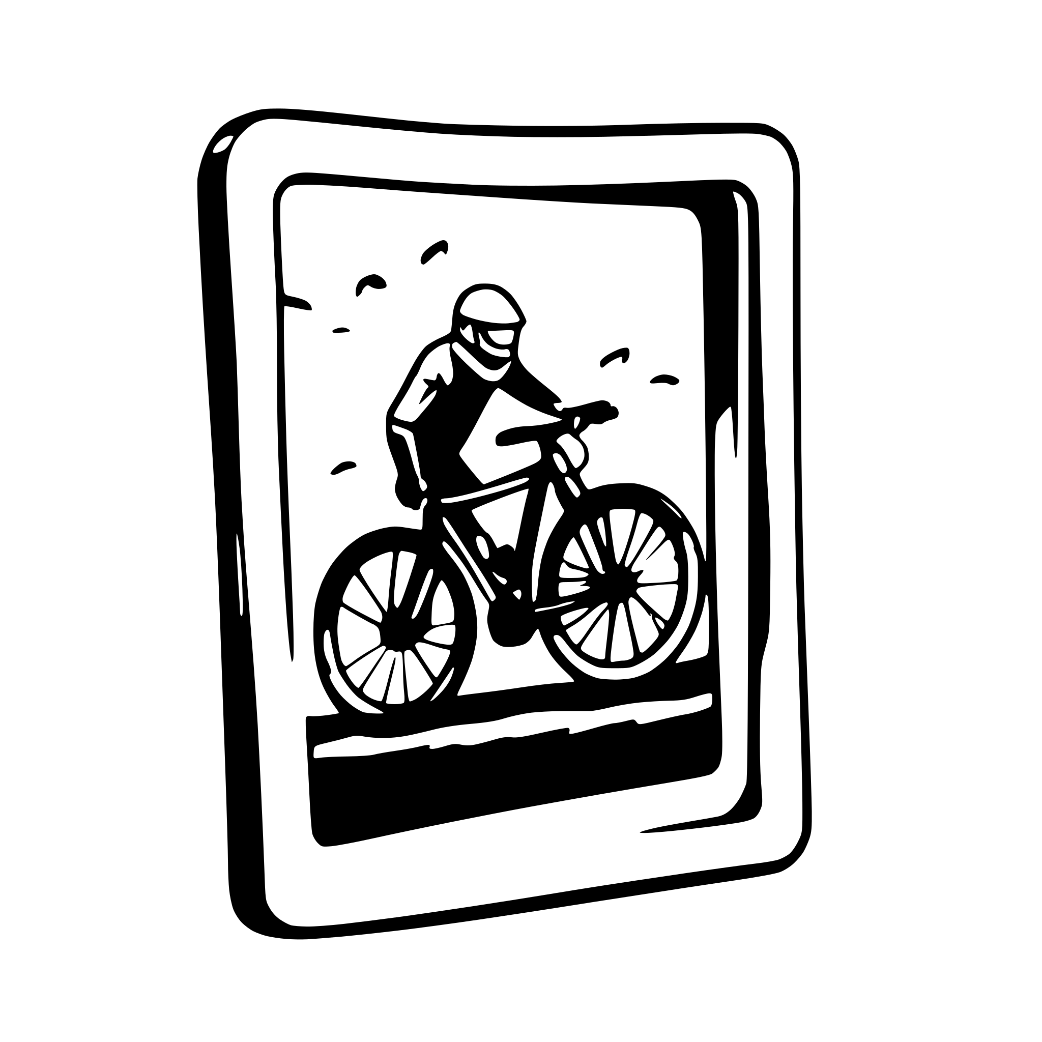 AI-generated SVG of a mountainbike breaking out of a picture frame