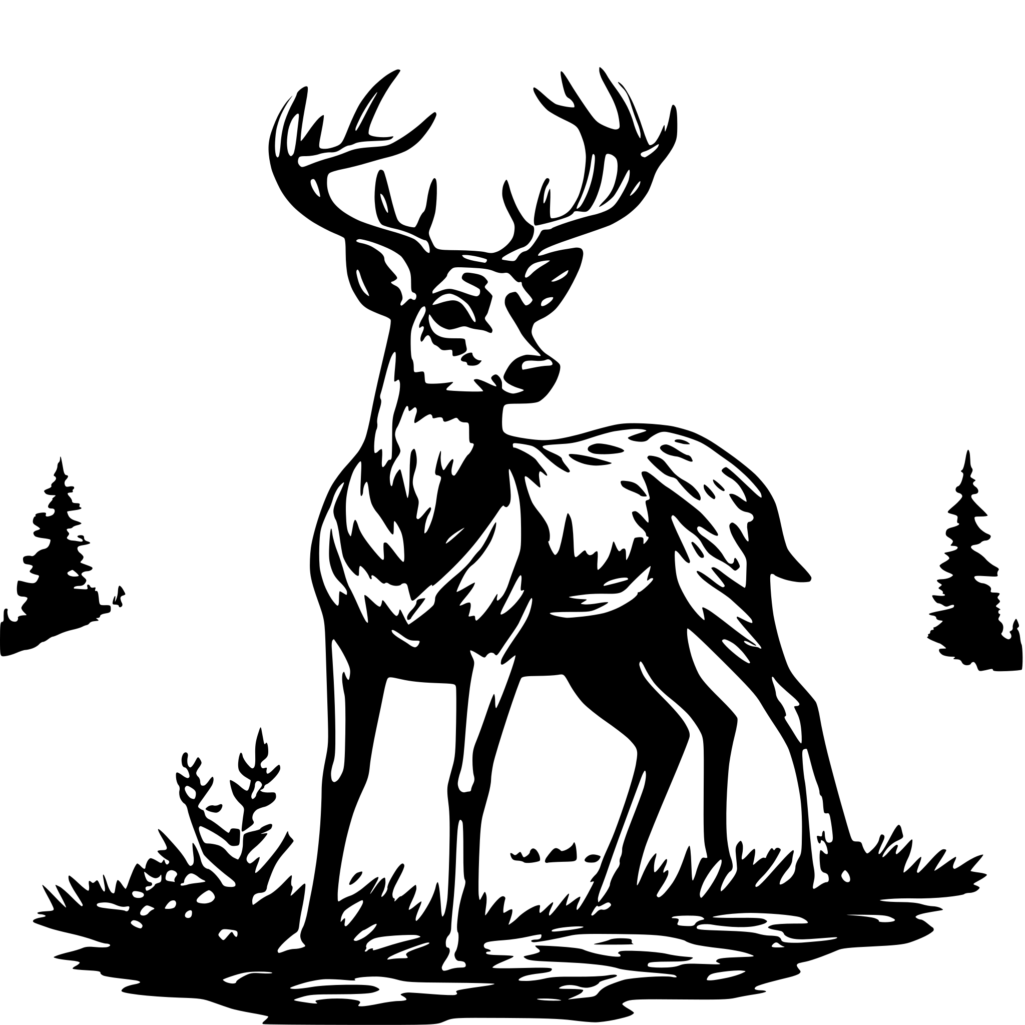AI-generated SVG of a hunting deer