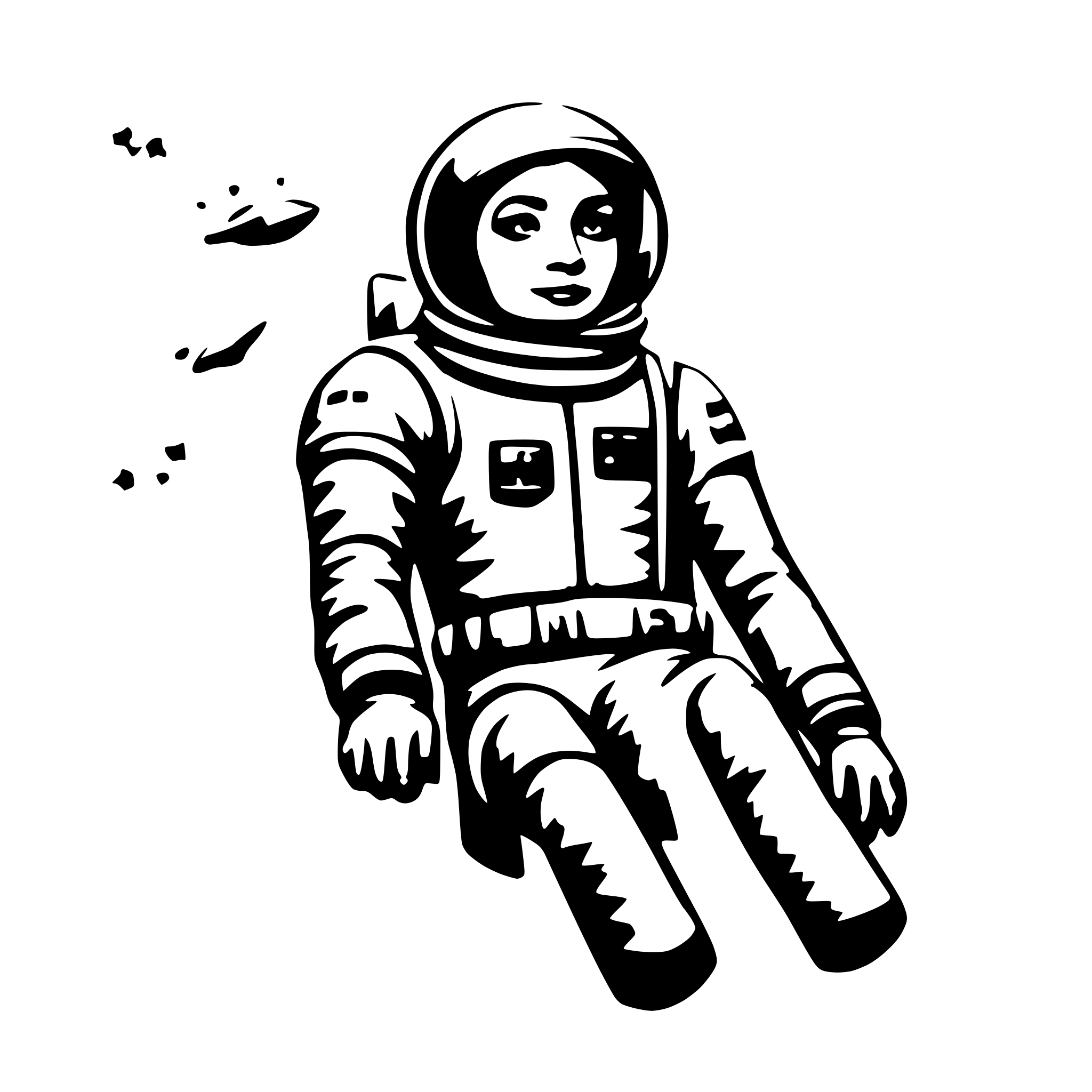AI-generated SVG of a astronaut floating between stars