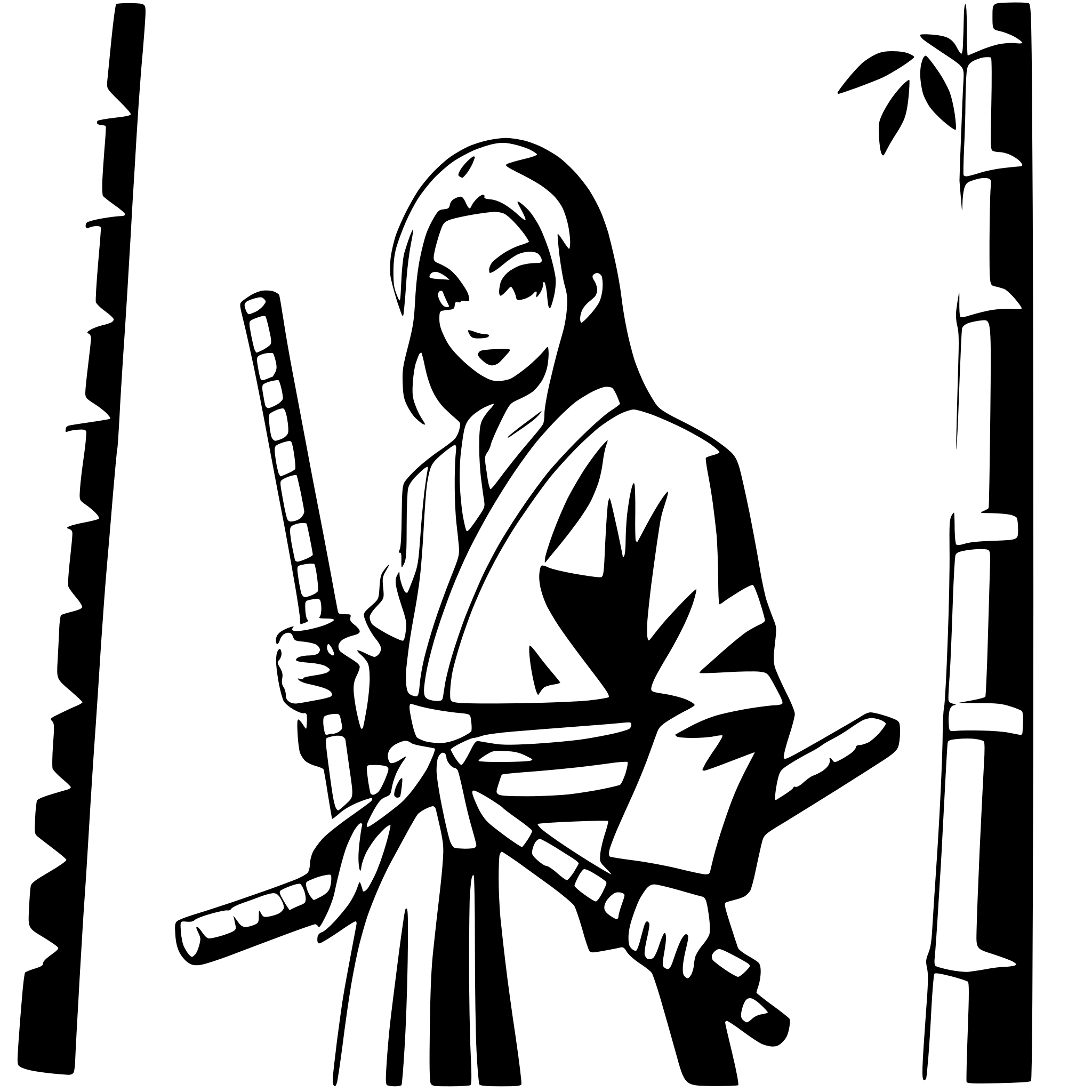 AI-generated SVG of 'samurai in a bamboo grove'